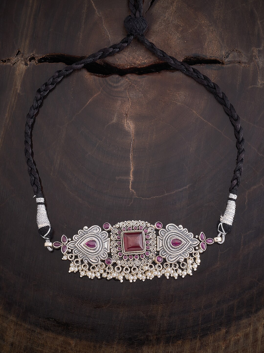 

Kushal's Fashion Jewellery 92.5 Pure Silver Rhodium-Plated Necklace