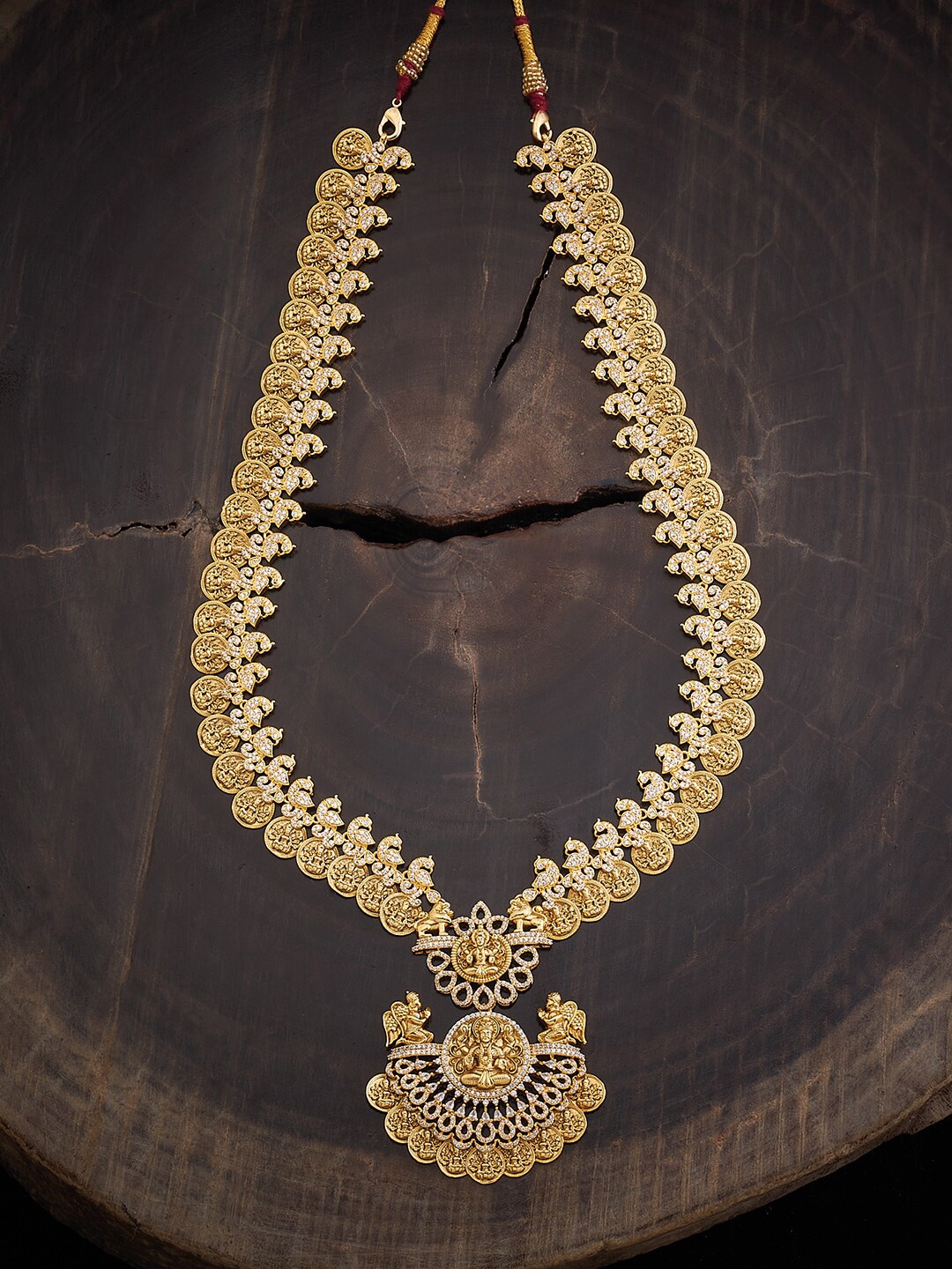 

Kushal's Fashion Jewellery Silver Temple Necklace, Gold