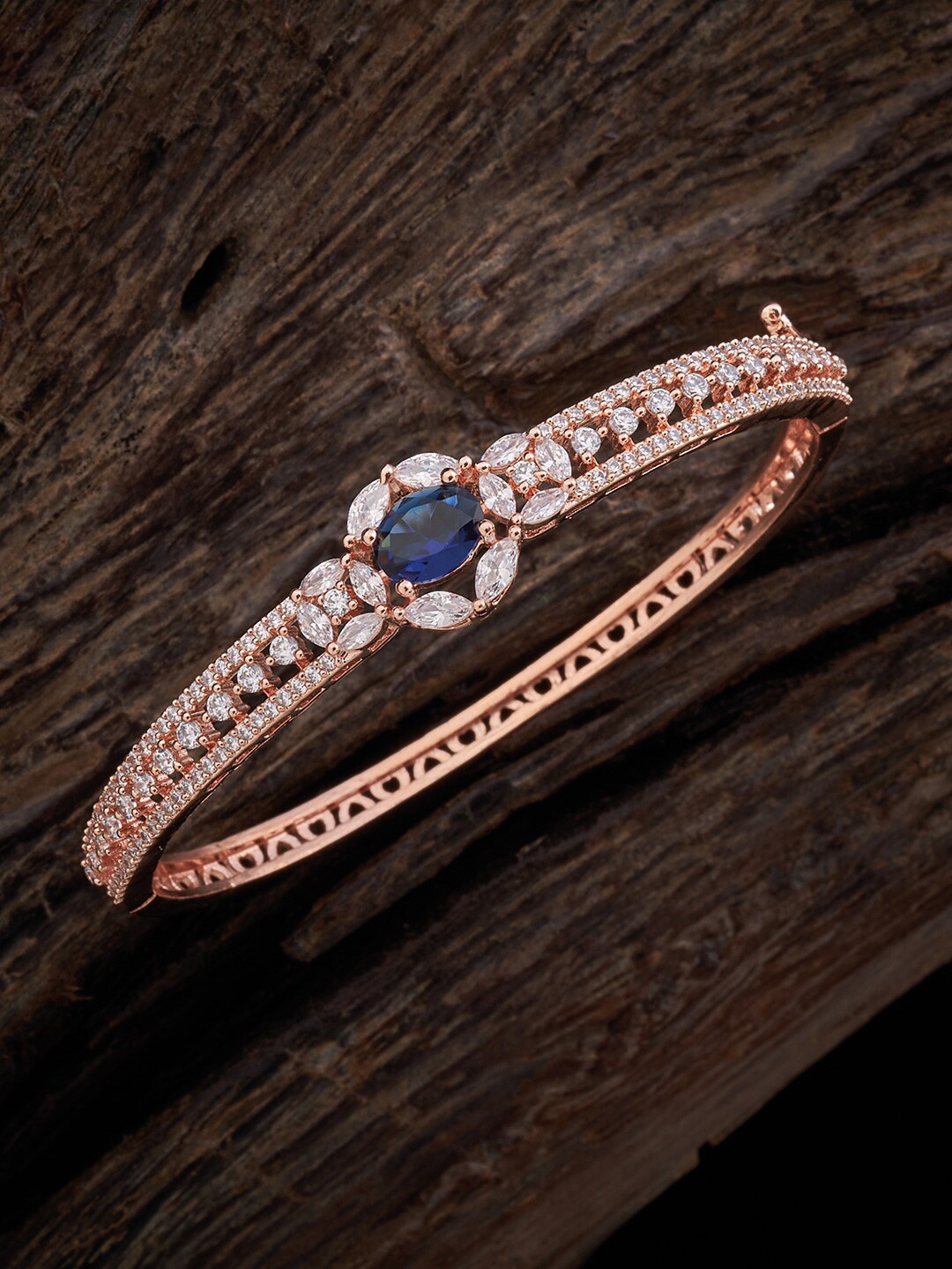 

Kushal's Fashion Jewellery Cubic Zirconia Studded Kada Bracelet, Rose gold