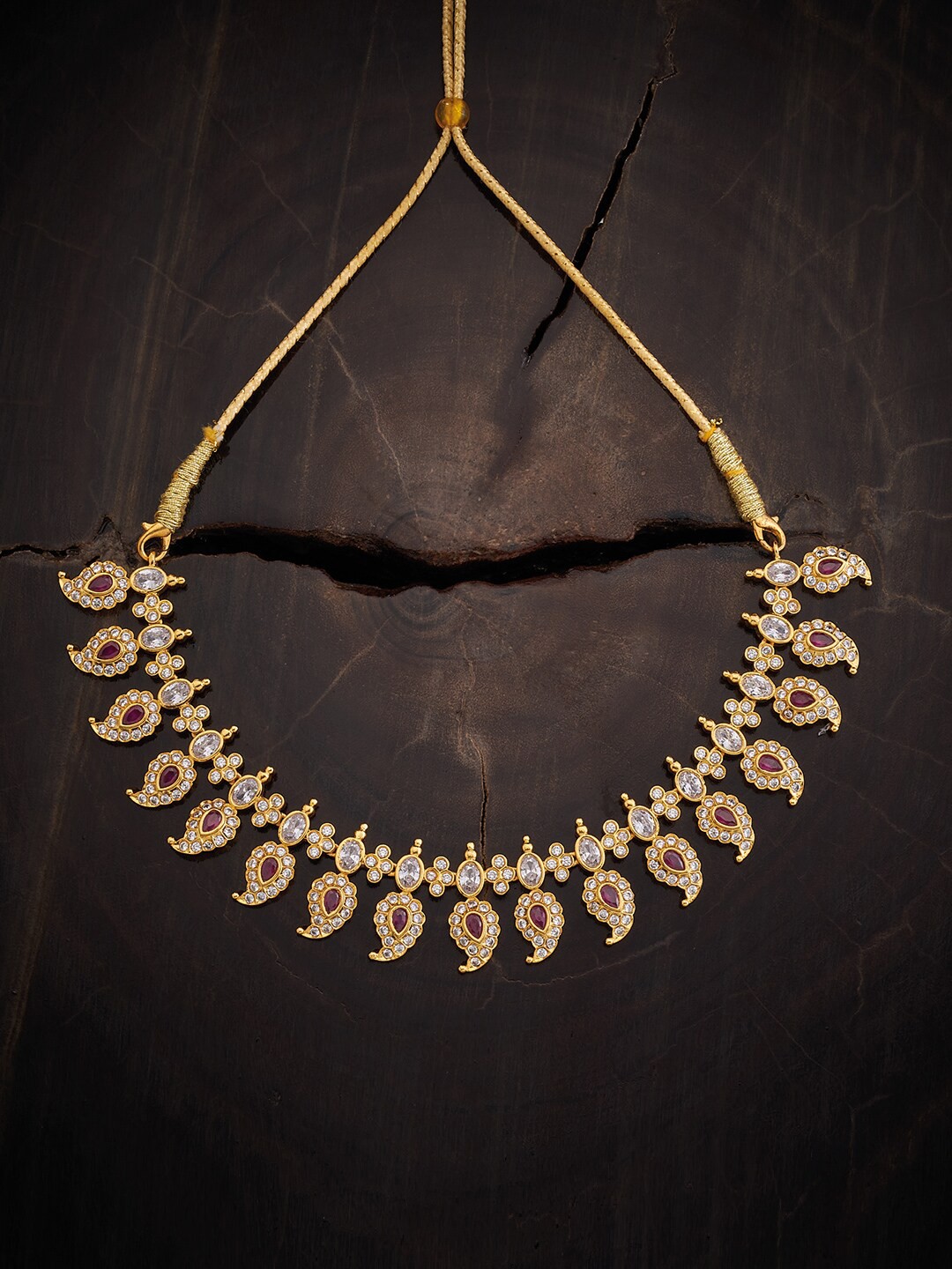 

Kushal's Fashion Jewellery 92.5 Pure Silver Gold-Plated CZ Studded Temple Necklace