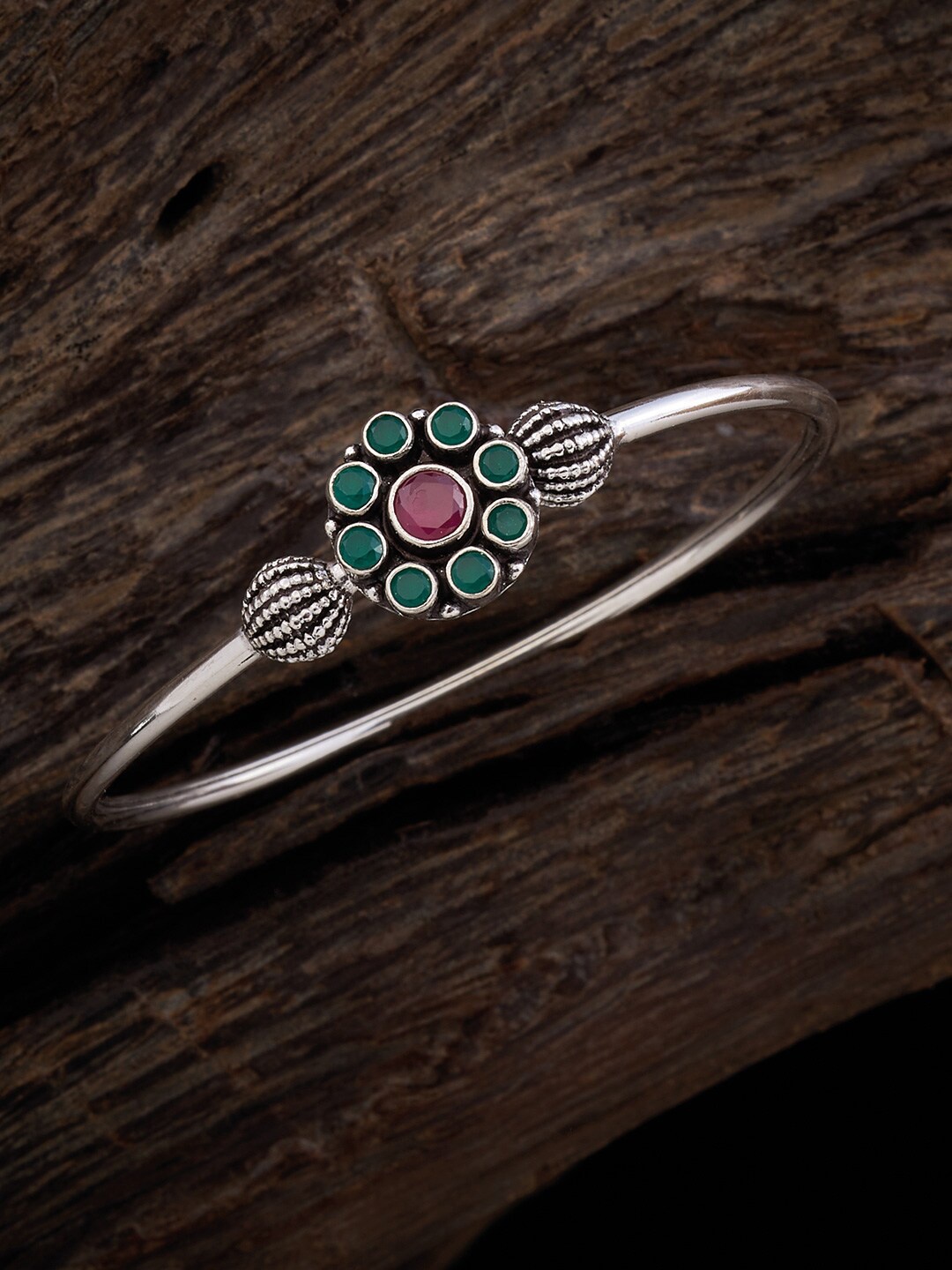 

Kushal's Fashion Jewellery Oxidised Cuff Bracelet, Silver