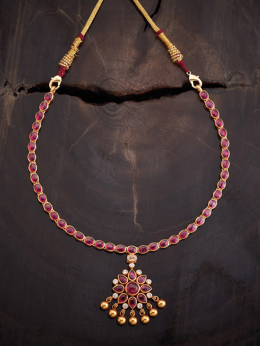 

Kushal's Fashion Jewellery Gold-Plated Cubic Zirconia Studded Antique Necklace