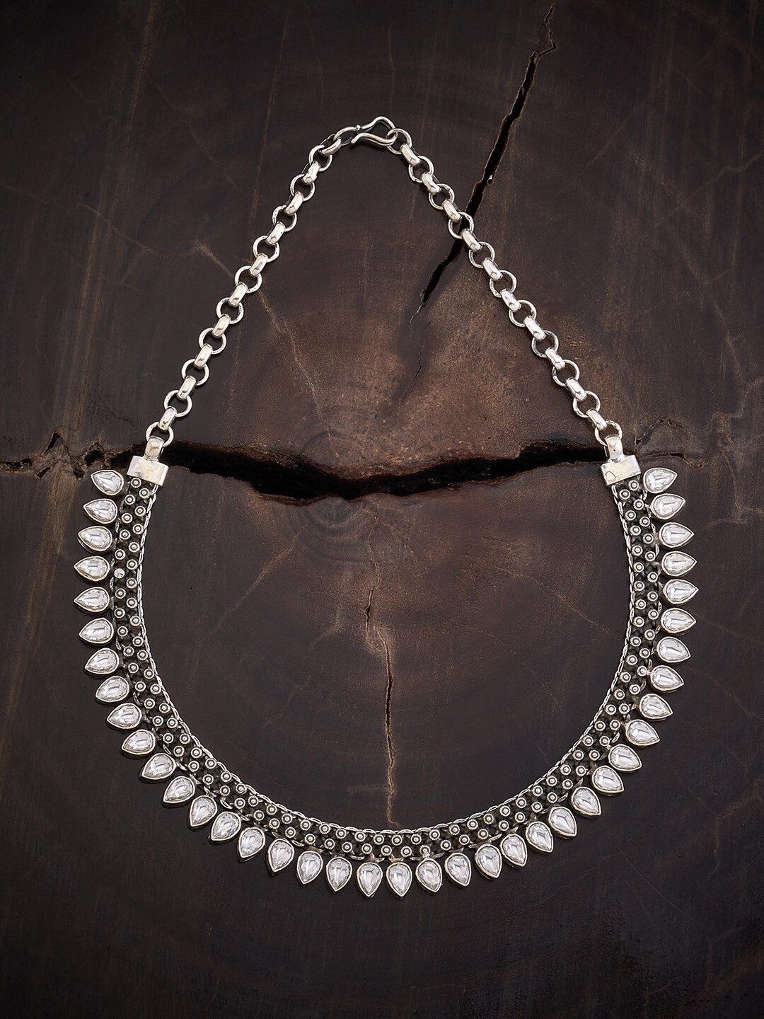 

Kushal's Fashion Jewellery Rhodium-Plated Oxidised Necklace, Silver