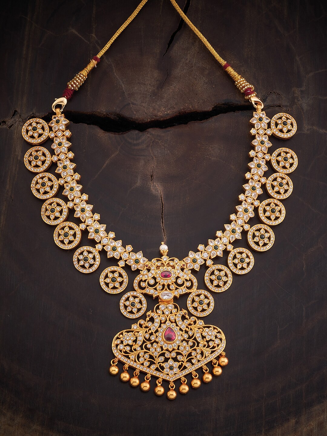 

Kushal's Fashion Jewellery Silver Temple Necklace, Gold