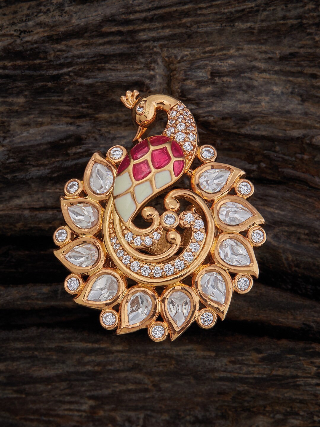 

Kushal's Fashion Jewellery Kundan-Studded Adjustable Finger Ring, Gold