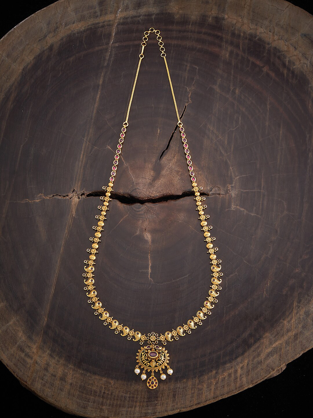 

Kushal's Fashion Jewellery Gold-Plated CZ Studded Antique Necklace