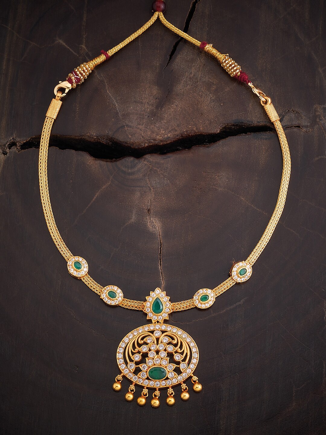 

Kushal's Fashion Jewellery Silver Temple Necklace, Gold