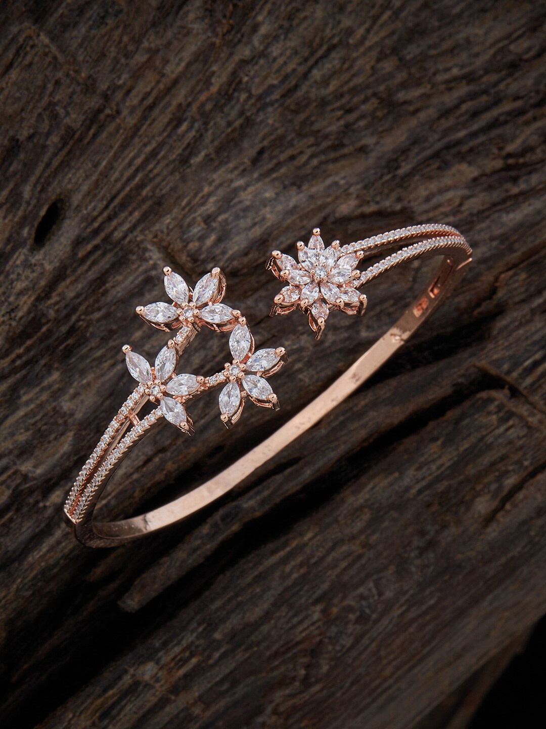 

Kushal's Fashion Jewellery Western Kada Bracelet, Rose gold