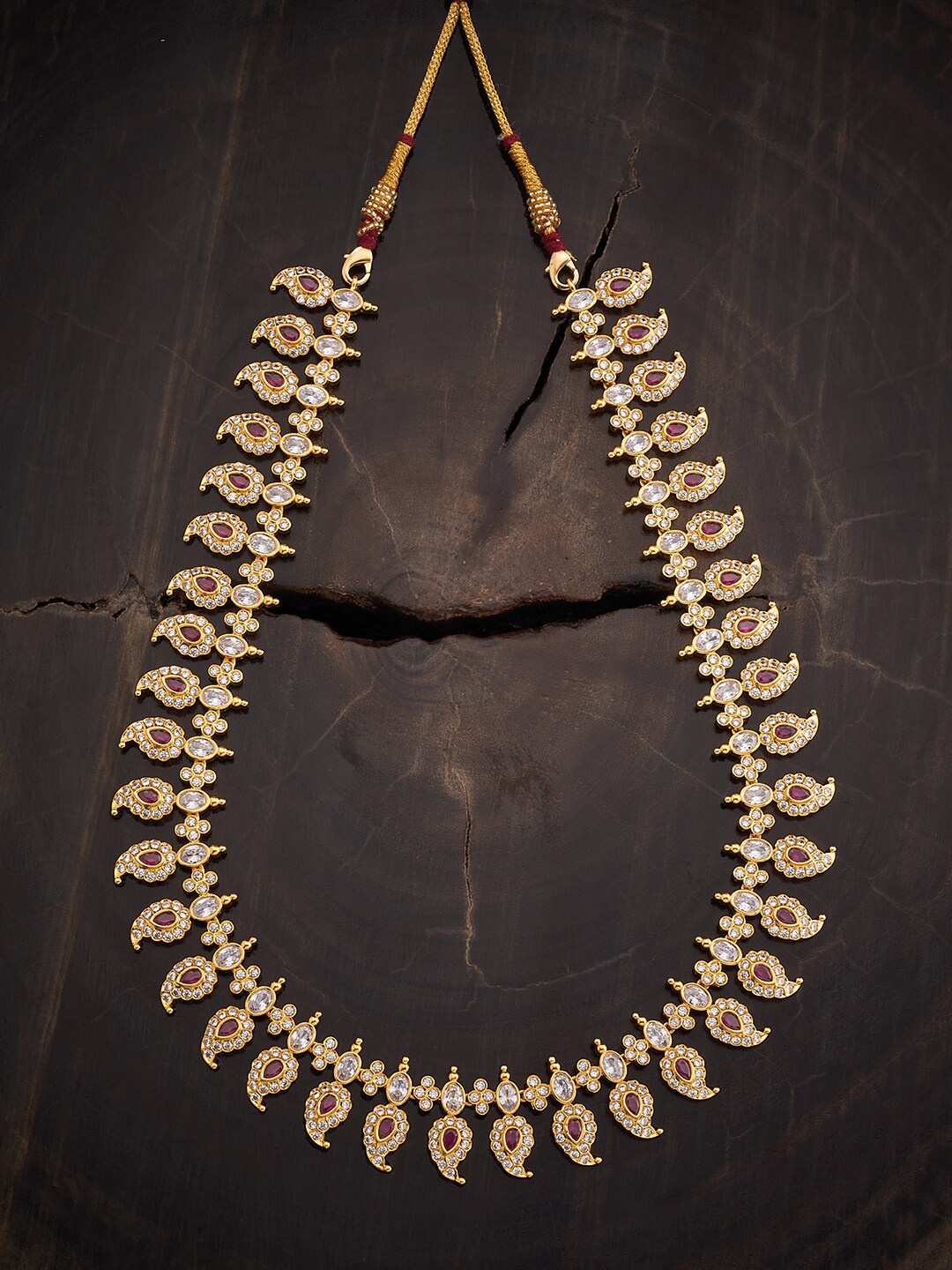 

Kushal's Fashion Jewellery 92.5 Pure Silver Gold-Plated CZ Studded Temple Necklace