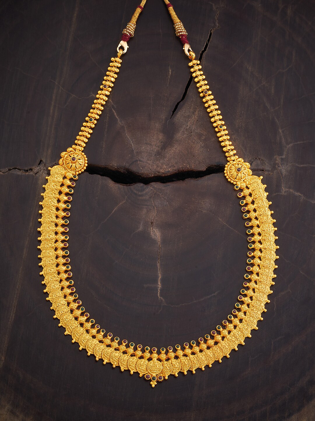 

Kushal's Fashion Jewellery Silver Temple Necklace, Gold