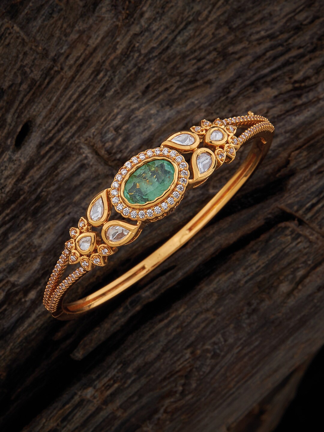

Kushal's Fashion Jewellery Women Gold-Plated Kundan Kada Bracelet