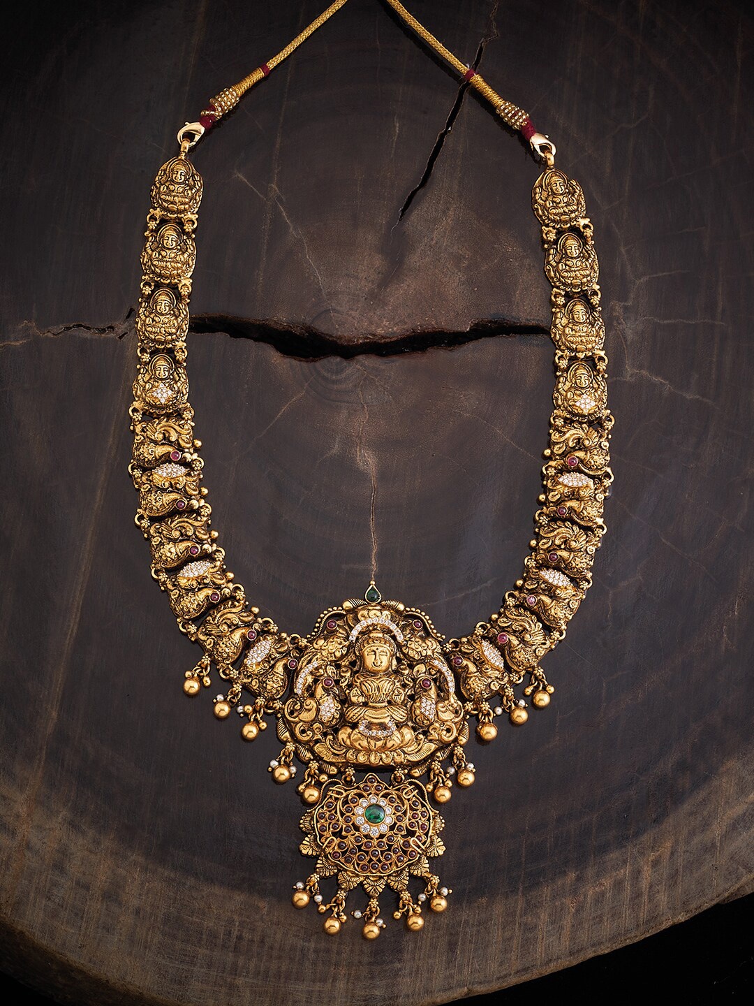 

Kushal's Fashion Jewellery Rhodium-Plated Temple Necklace, Gold