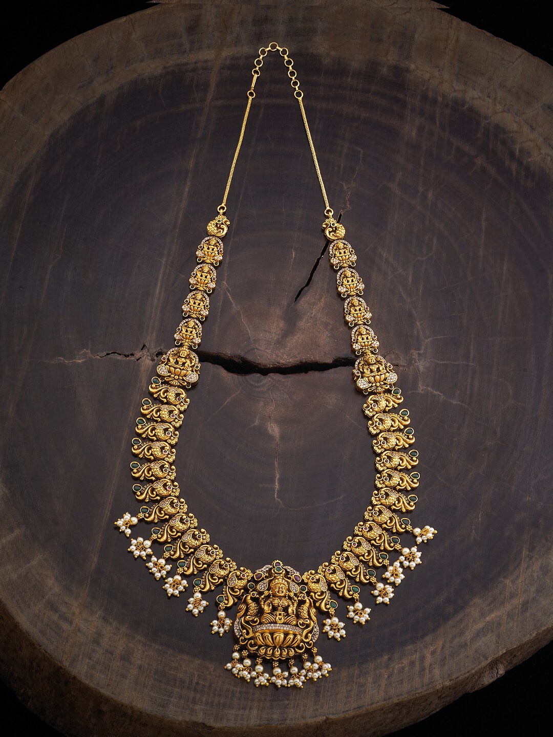 

Kushal's Fashion Jewellery Silver Temple Necklace, Gold