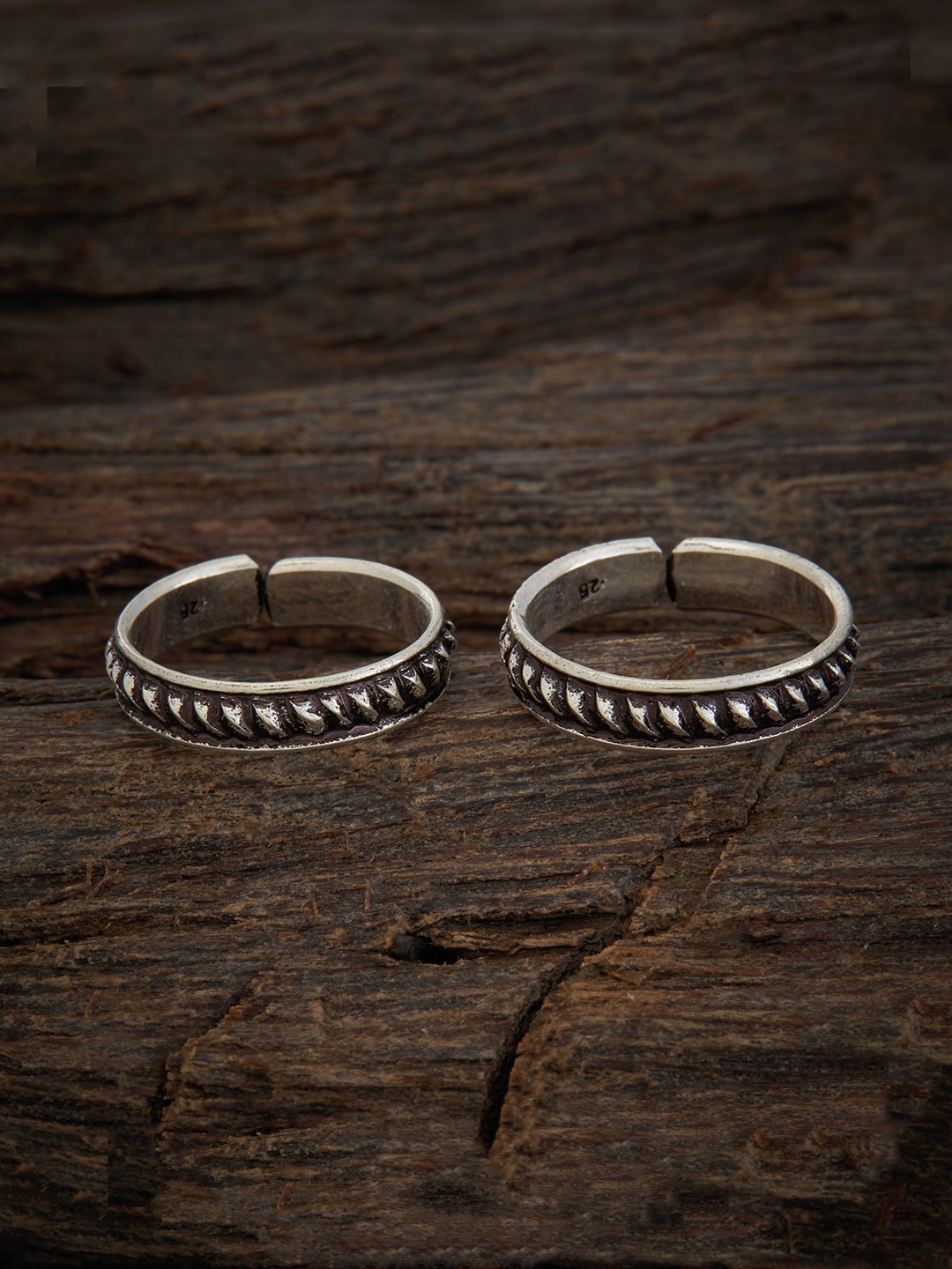 

Kushal's Fashion Jewellery Set Of 2 Rhodium-Plated Toe Rings, Silver