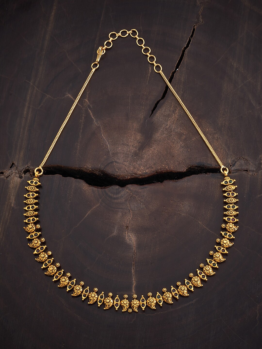 

Kushal's Fashion Jewellery Silver Antique Necklace, Gold