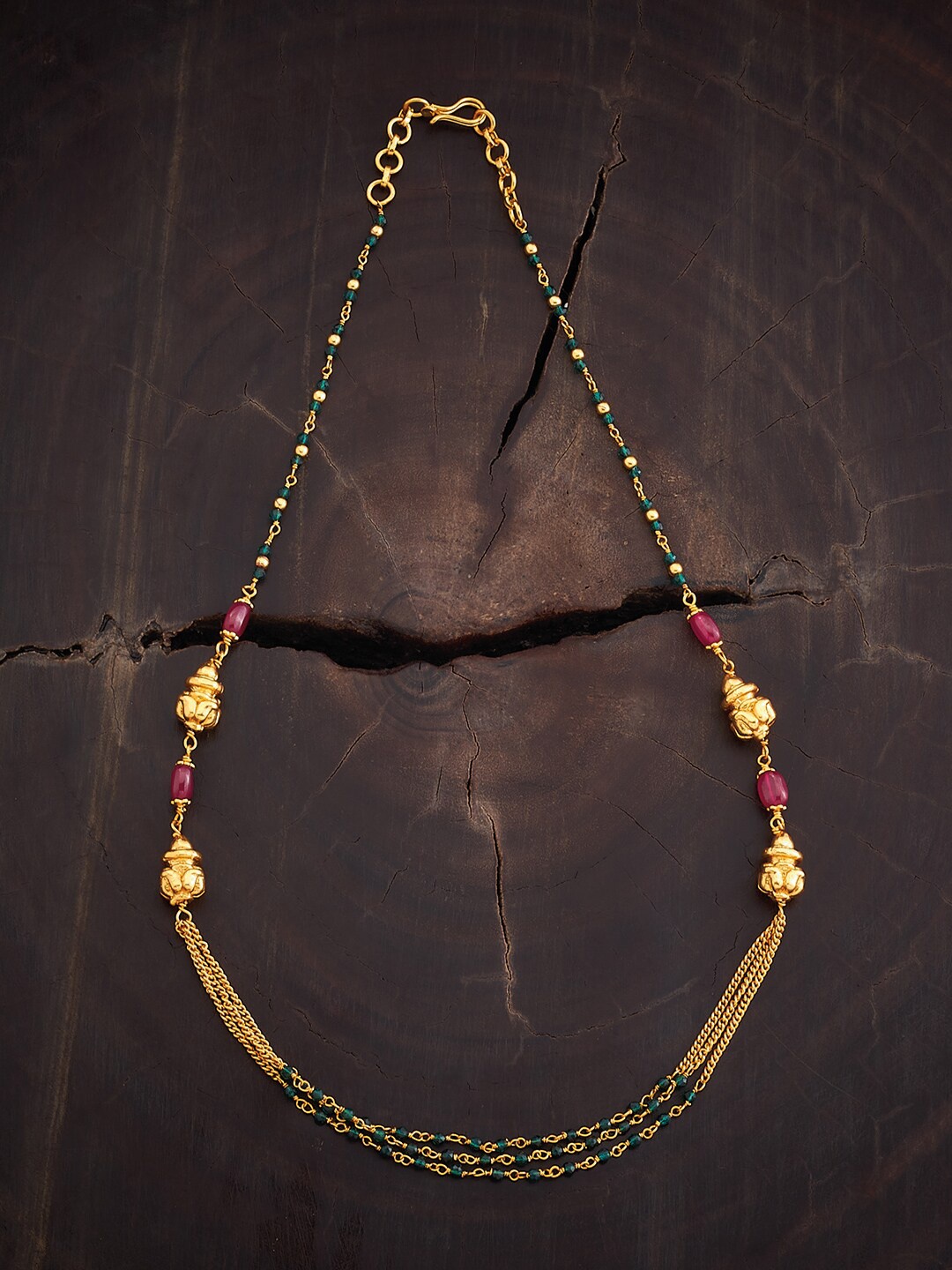 

Kushal's Fashion Jewellery Silver Gold-Plated Temple Necklace