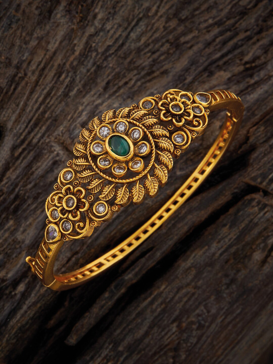 

Kushal's Fashion Jewellery Antique Kada Bracelet, Gold
