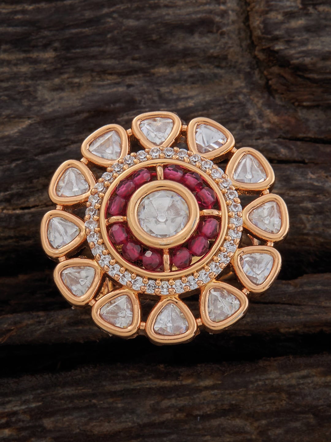 

Kushal's Fashion Jewellery Kundan-Studded Adjustable Finger Ring, Gold