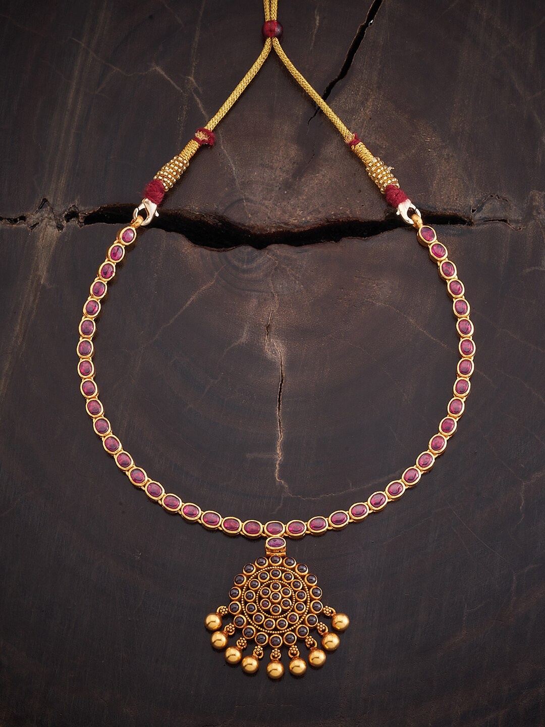 

Kushal's Fashion Jewellery Studded Antique Necklace, Gold