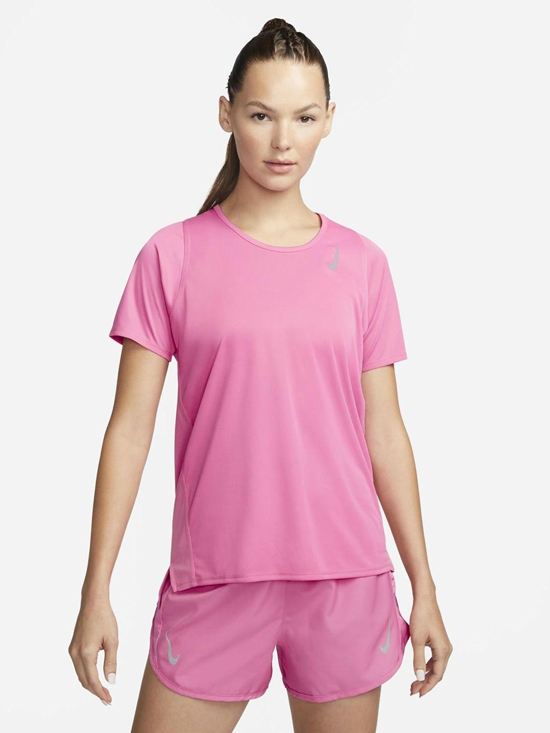 

Nike Dri-FIT Race Short-Sleeve Logo Printed Running T-shirt, Pink