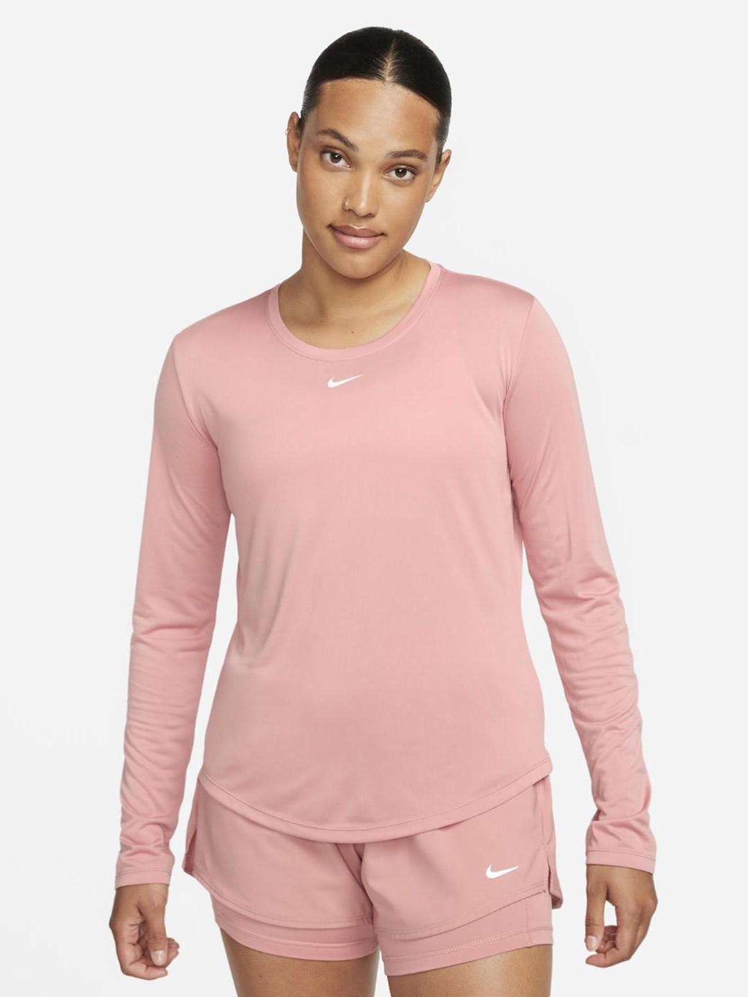 

Nike Brand Logo Printed Dry-Fit LS STD Training Top, Pink