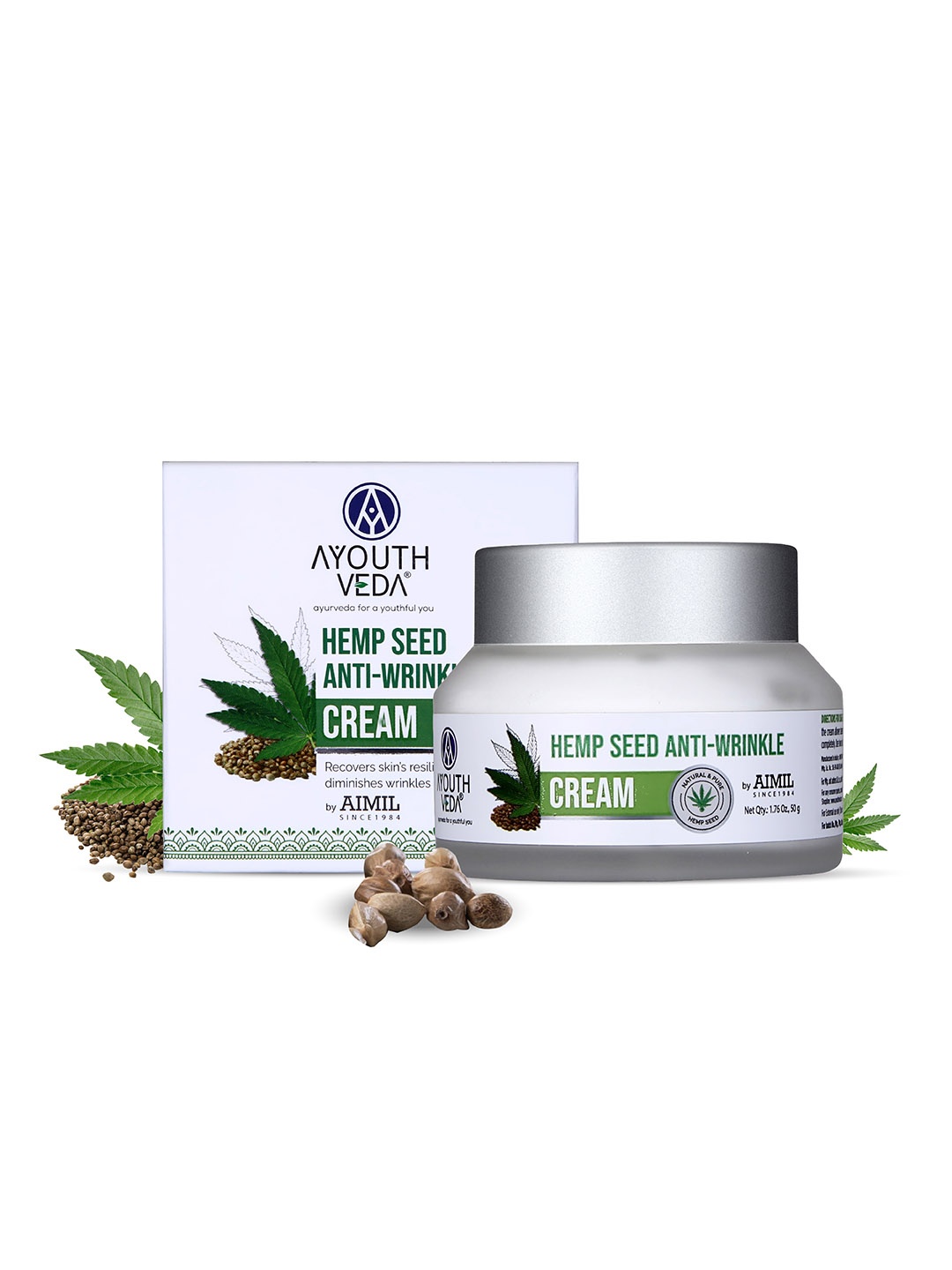 

AYOUTHVEDA Hemp Seed Anti-Wrinkle Face Cream with Basil & Lavender Oil - 50 g, White