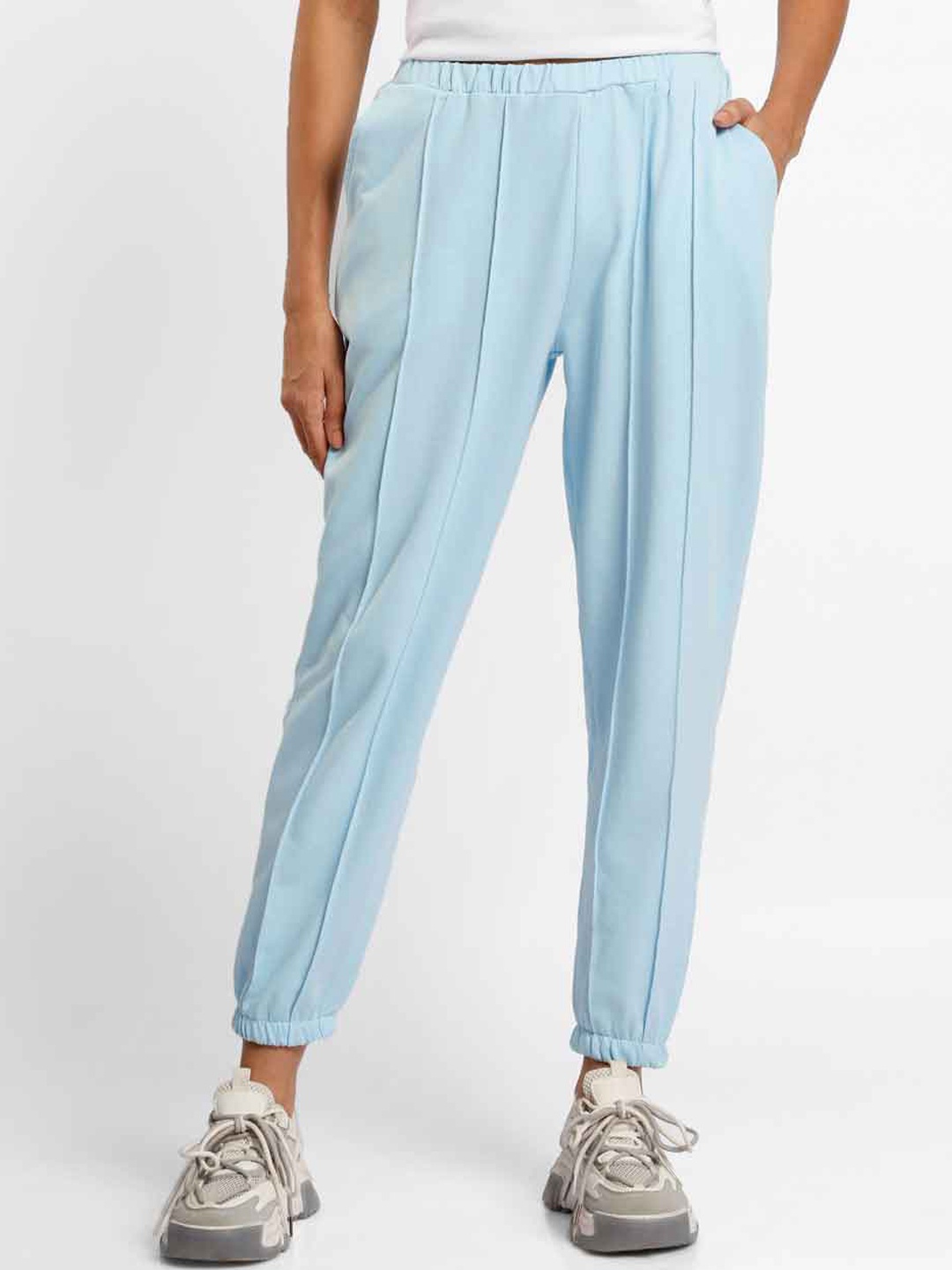 

NOBERO Women Mid-Rise Joggers, Blue