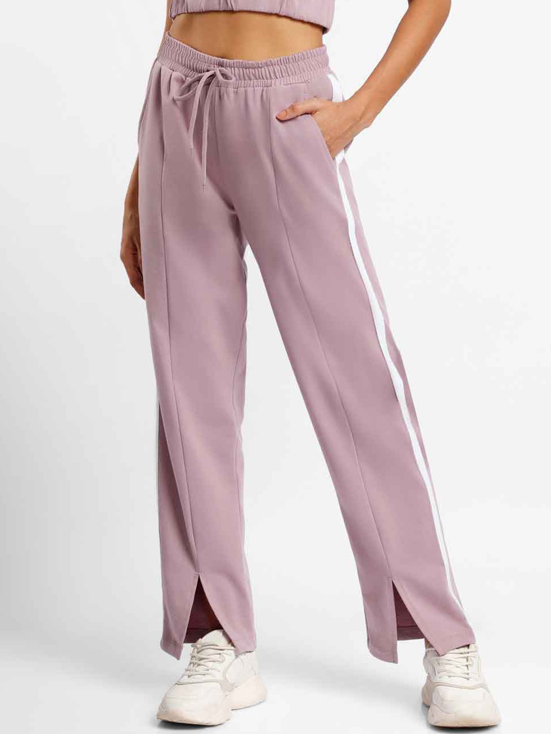 

NOBERO Women Straight Fit Cotton Trousers, Mauve