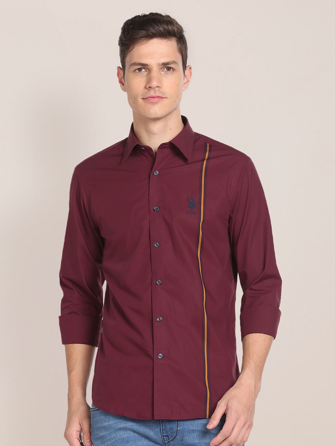 

U.S. Polo Assn. Men Pure Cotton Casual Shirt, Maroon