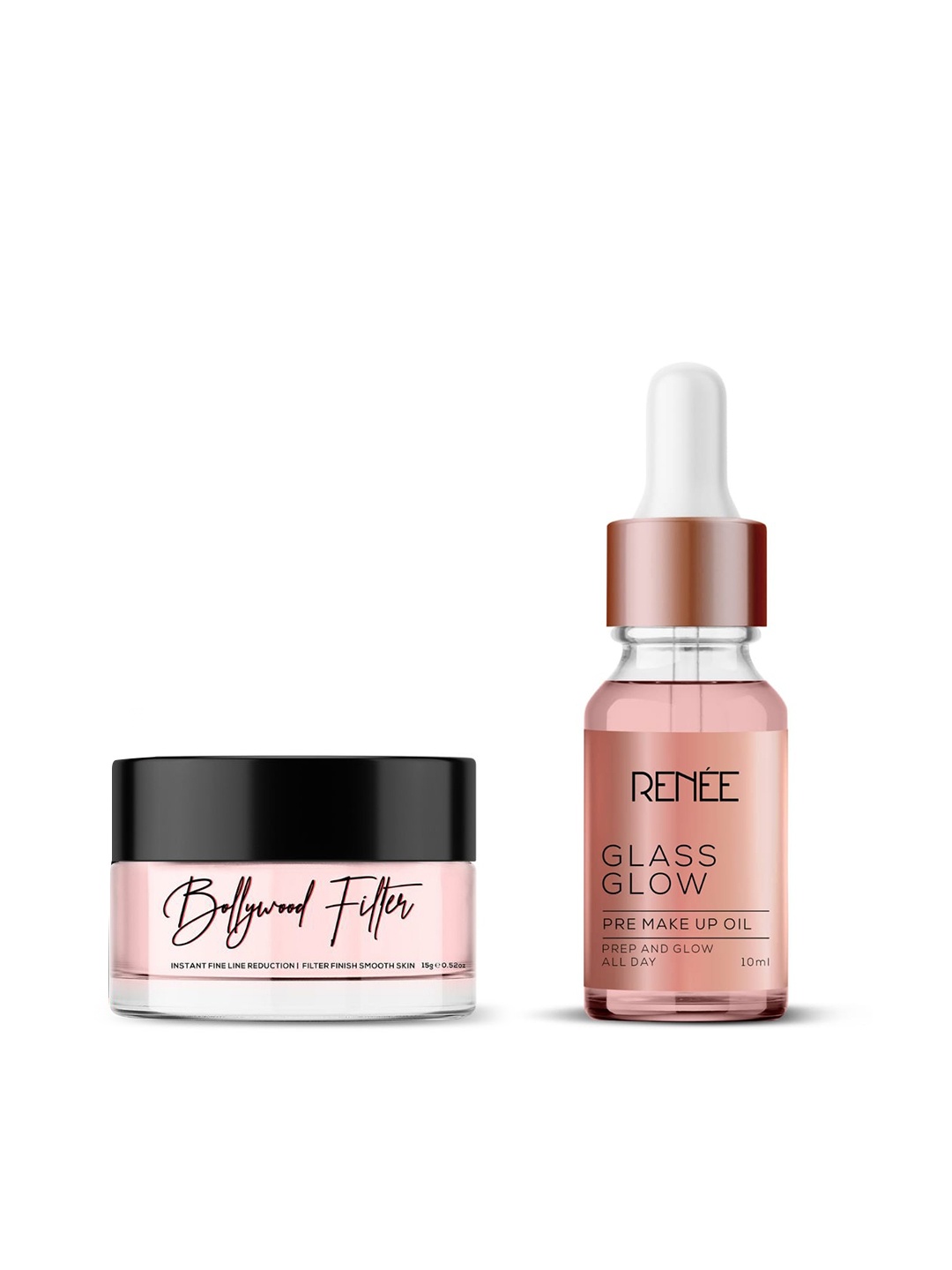 

Renee Set of Bollywood Filter 15g & Glass Glow Pre-Makeup Oil 10ml, Pink