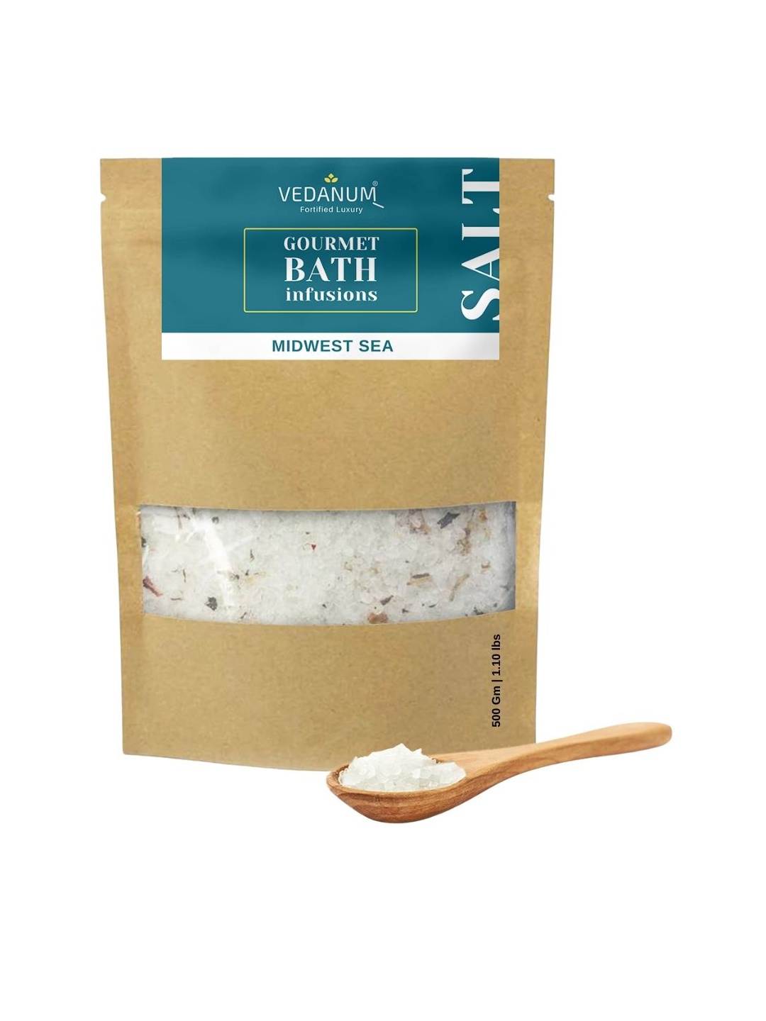 

VEDANUM Gourmet Bath Infusions Aroma Bath Salt 500 gm - Midwest Sea, Off white