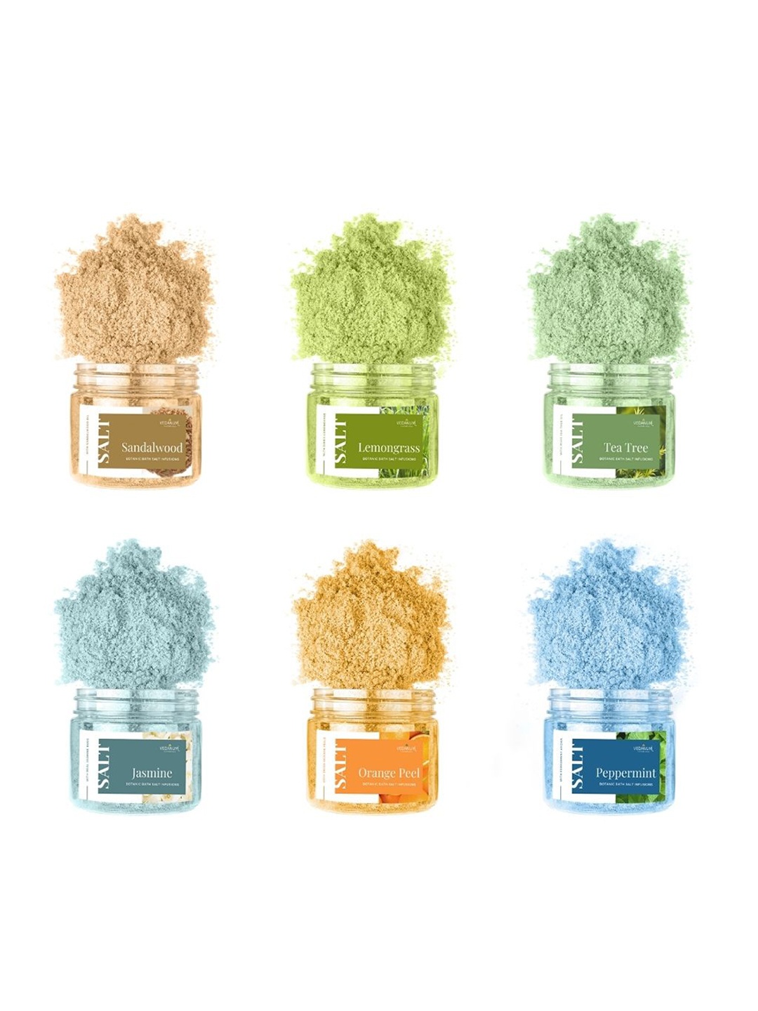 

VEDANUM Set Of 6 Fortified Luxury Botanic Bath Salt Infusions - 100 gm Each, Multi