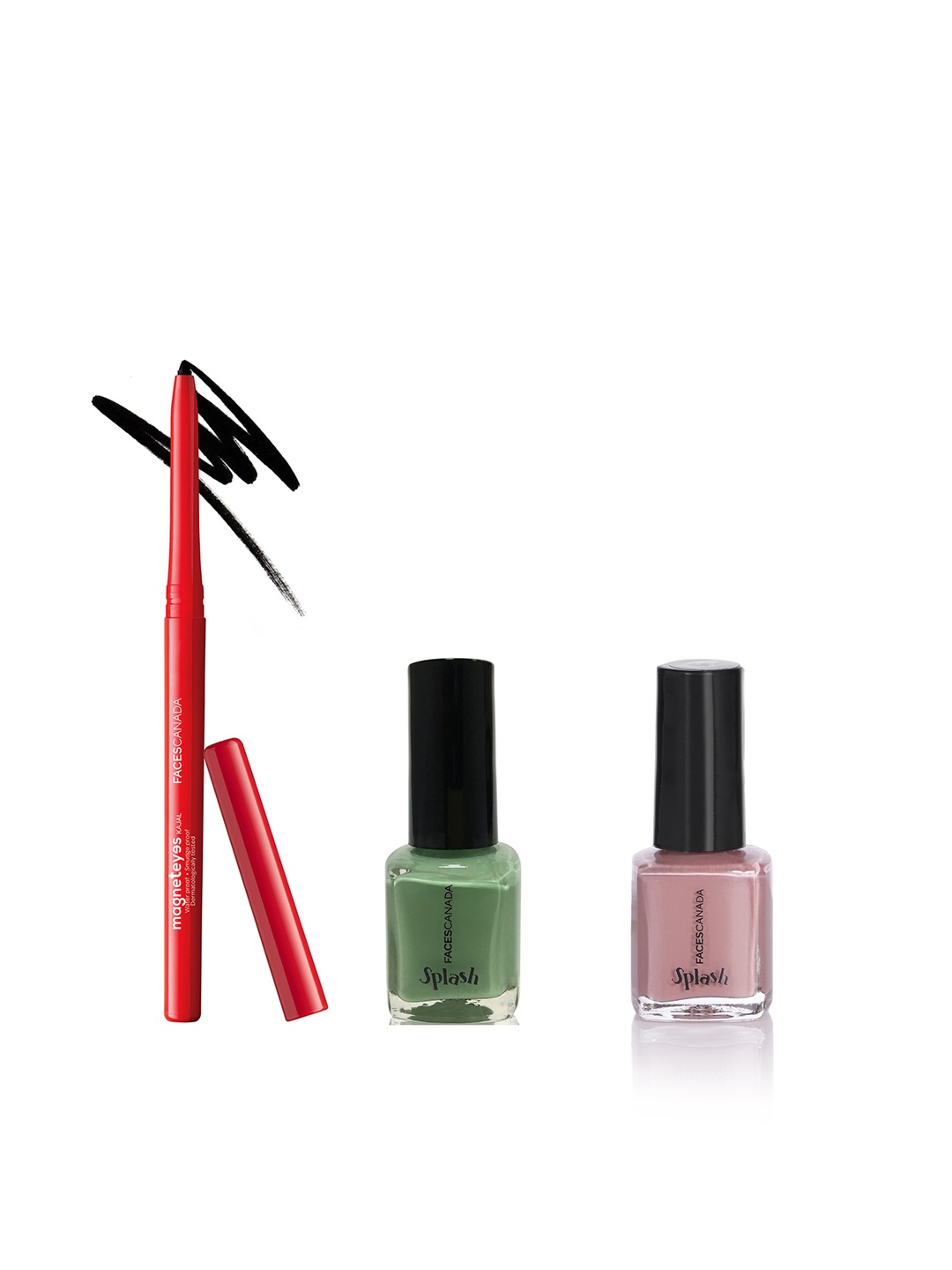 

FACES CANADA Set of Magneteyes Kajal & 2 Splash High-Shine Nail Enamel, Black