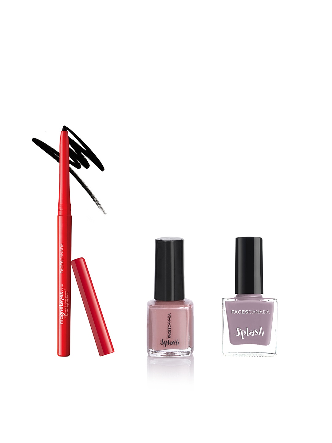 

FACES CANADA Set of Magneteyes Kajal & 2 Splash High-Shine Nail Enamel, Black