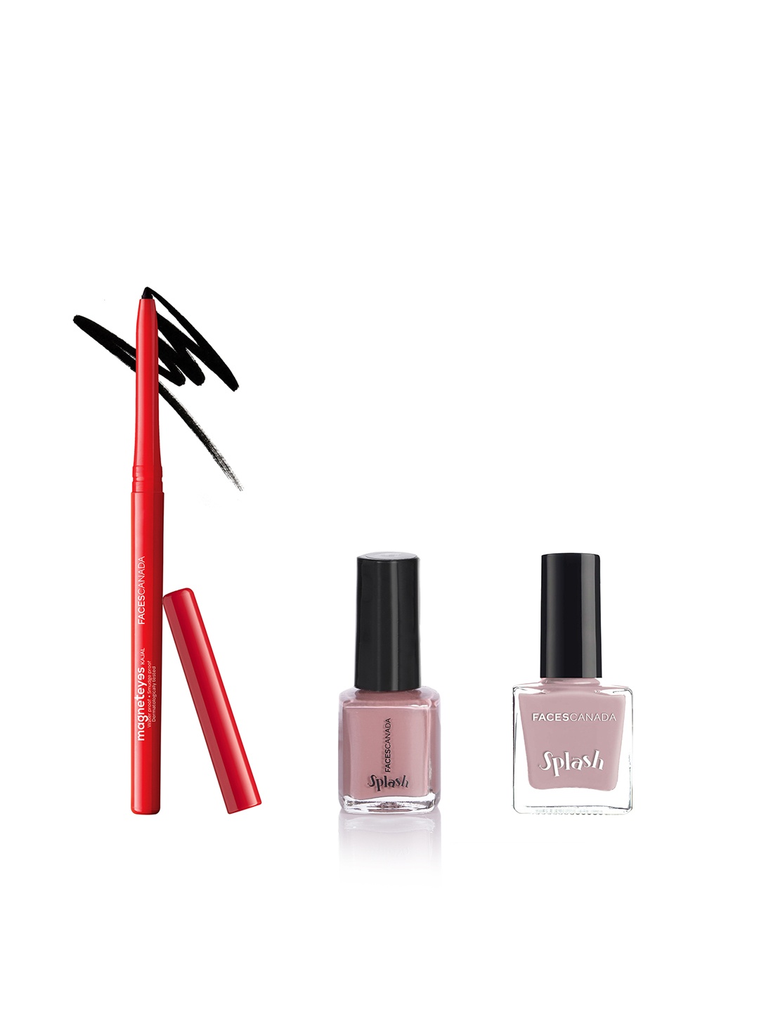 

FACES CANADA Set of Magneteyes Kajal & 2 Splash High-Shine Nail Enamel, Black