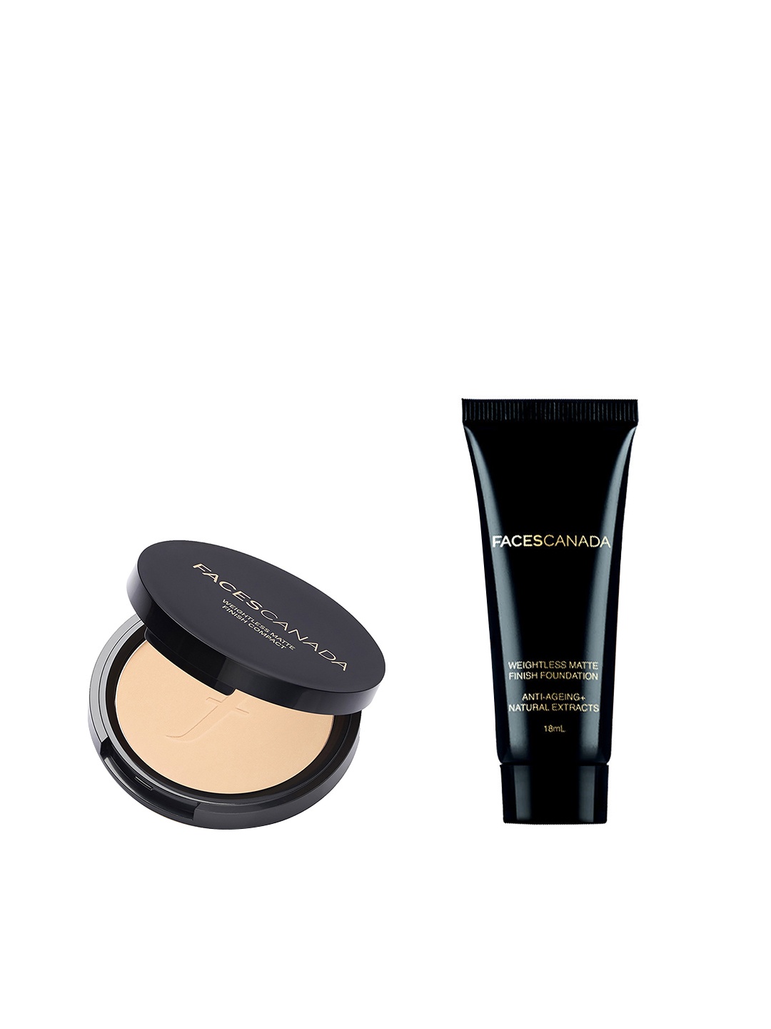 

FACES CANADA Set of Weightless Matte Compact - Natural 02 + Foundation - Natural 02, Beige