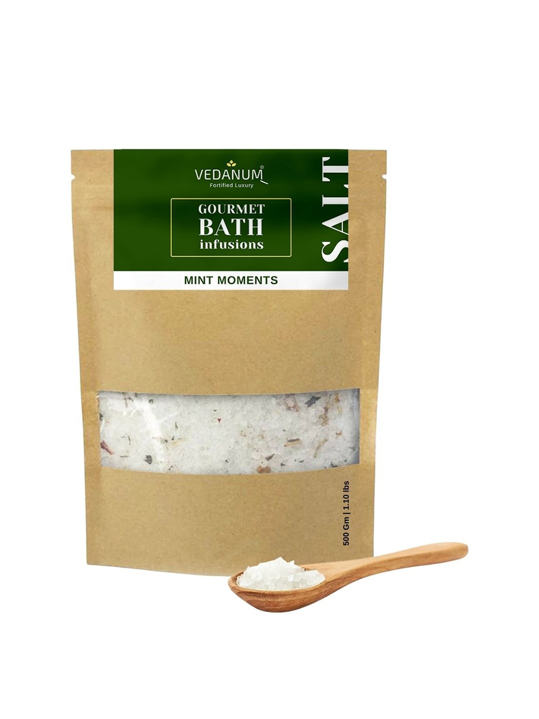 

VEDANUM Gourmet Bath Infusions Aroma Bath Salt 500 gm - Mint Moments, Off white