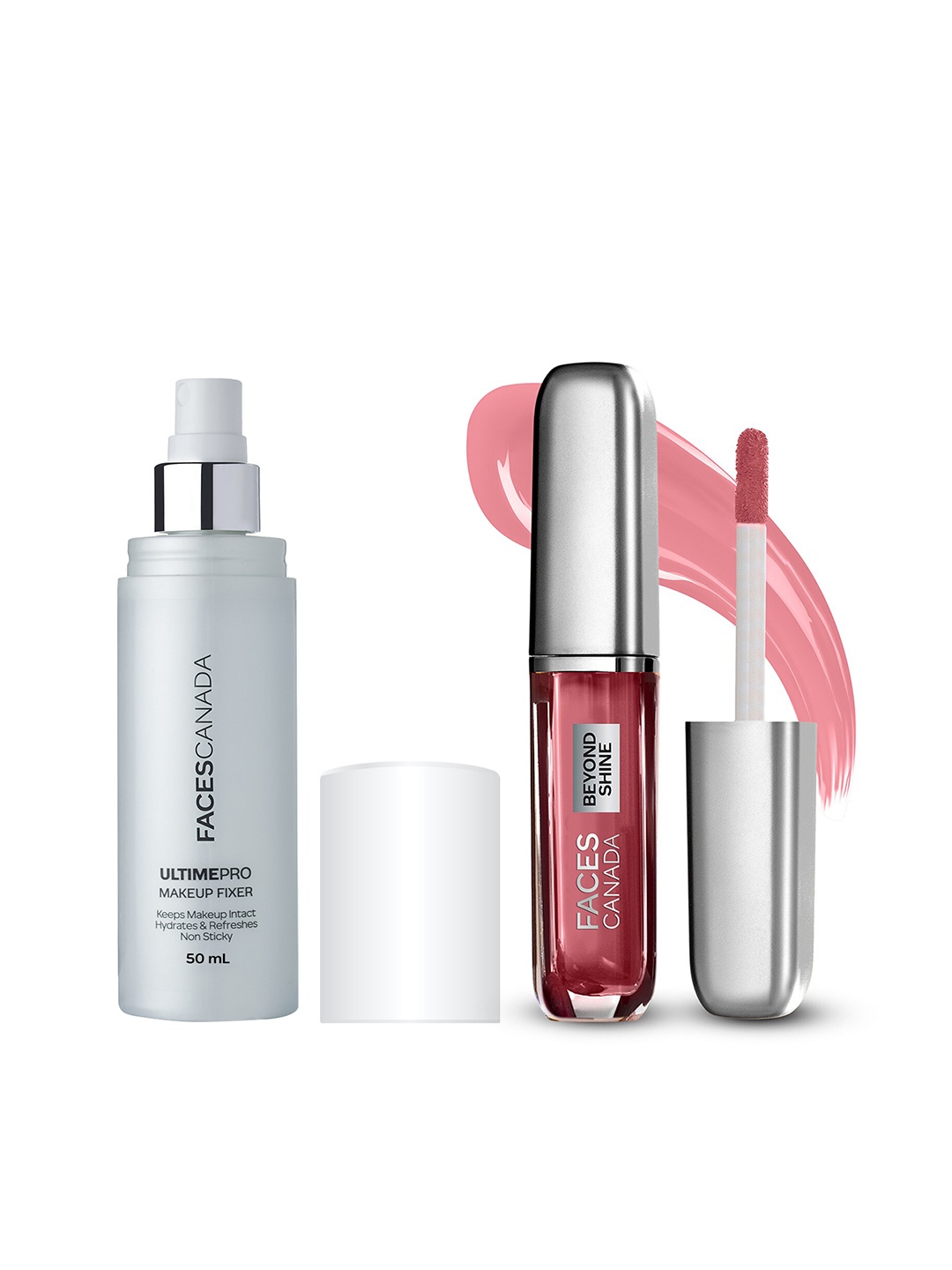 

FACES CANADA Set of Ultime Pro Makeup Fixer & Beyond Shine Lip Gloss - Baebe 03, Pink