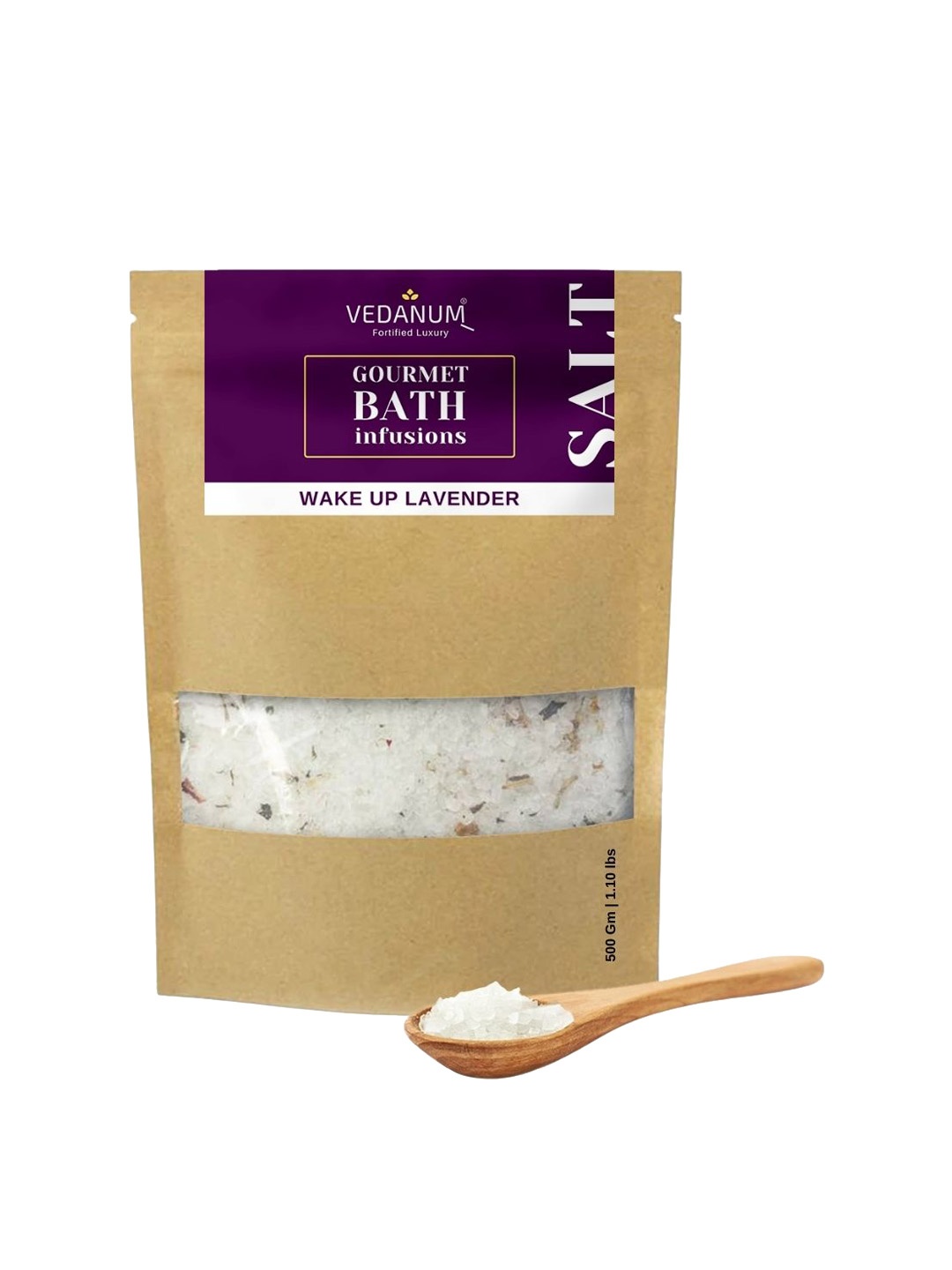 

VEDANUM Gourmet Bath Infusions Aroma Bath Salt 500 gm - Wake Up Lavender, Off white