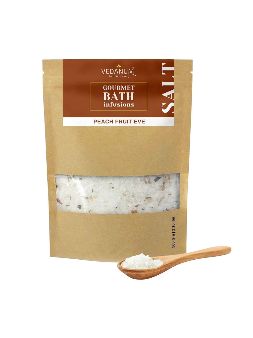 

VEDANUM Gourmet Bath Infusions Aroma Bath Salt 500 gm - Peach Fruit Eve, Off white