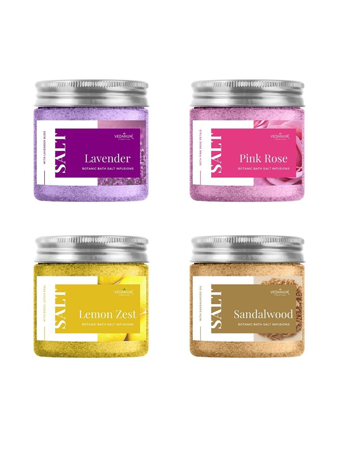 

VEDANUM Set of 4 Botanic Infusion Bath Salt - 400g Each, Yellow