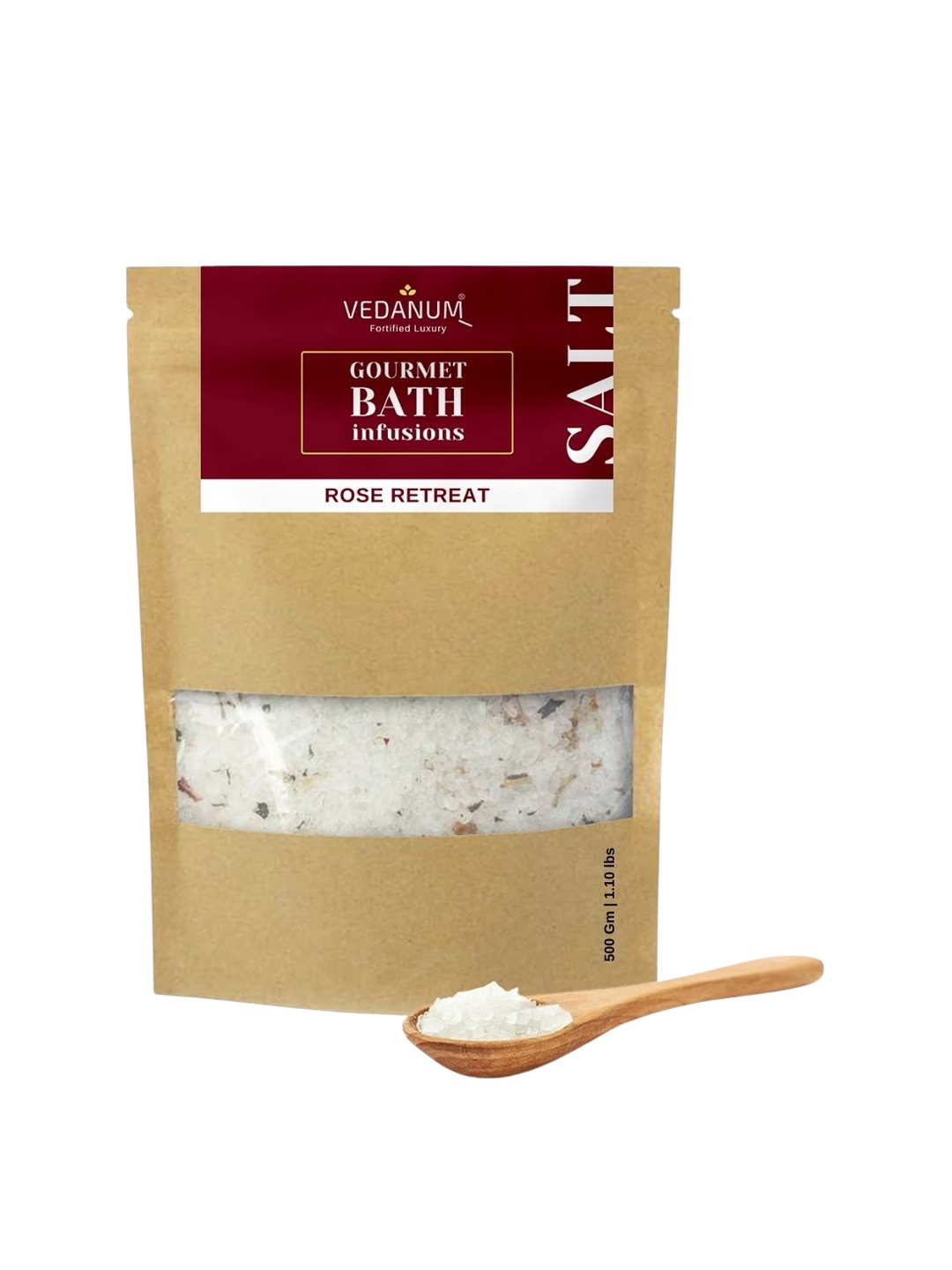 

VEDANUM Rose Retreat Aroma Bath Salt with Pure Epsom Salt - 500 gm, Brown