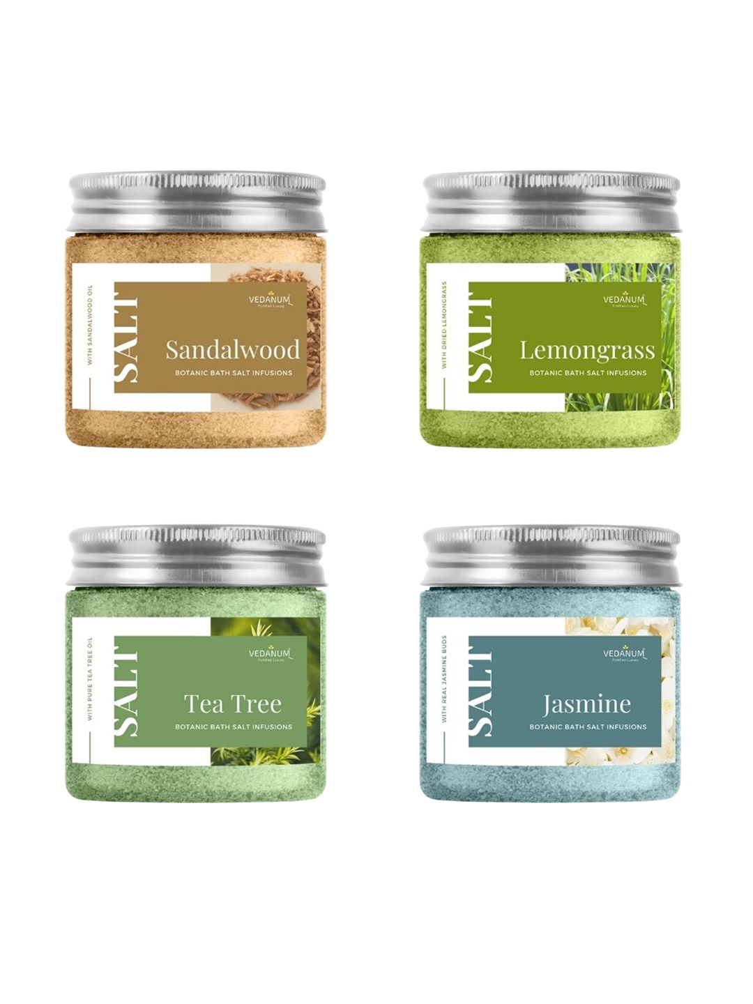 

VEDANUM Set Of 4 Botanic Infusion Bath Salt - 400 gm Each, Green