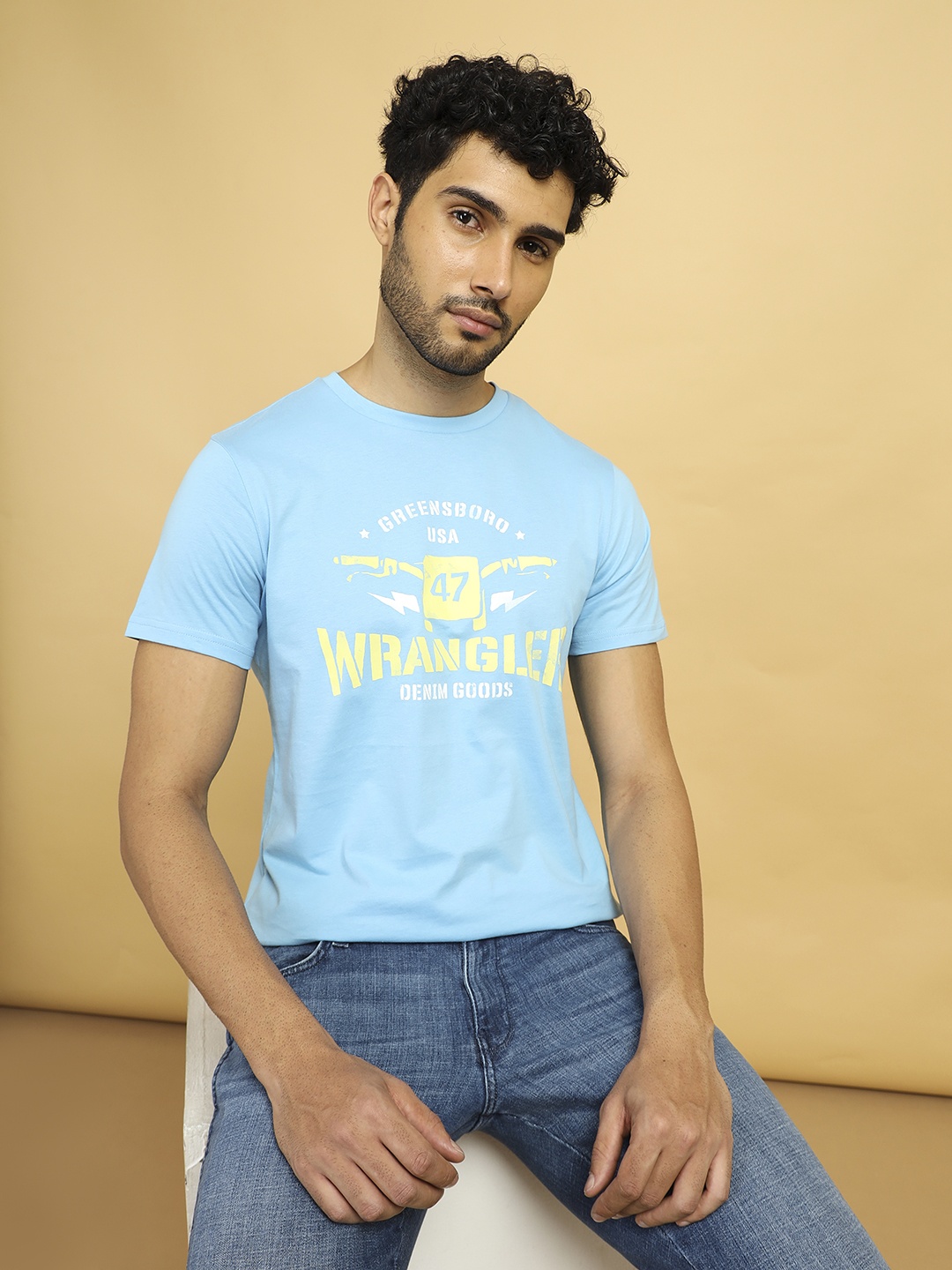 

Wrangler Typography Printed Cotton T-Shirt, Blue