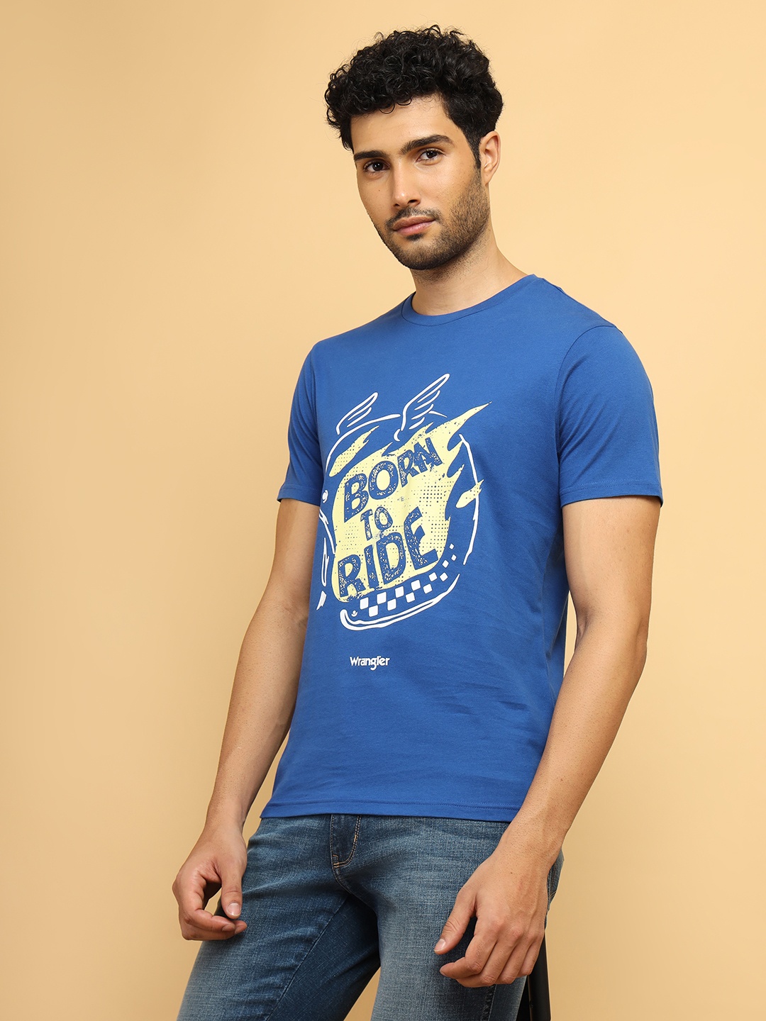 Wrangler Typography Printed Cotton T-shirt, Blue