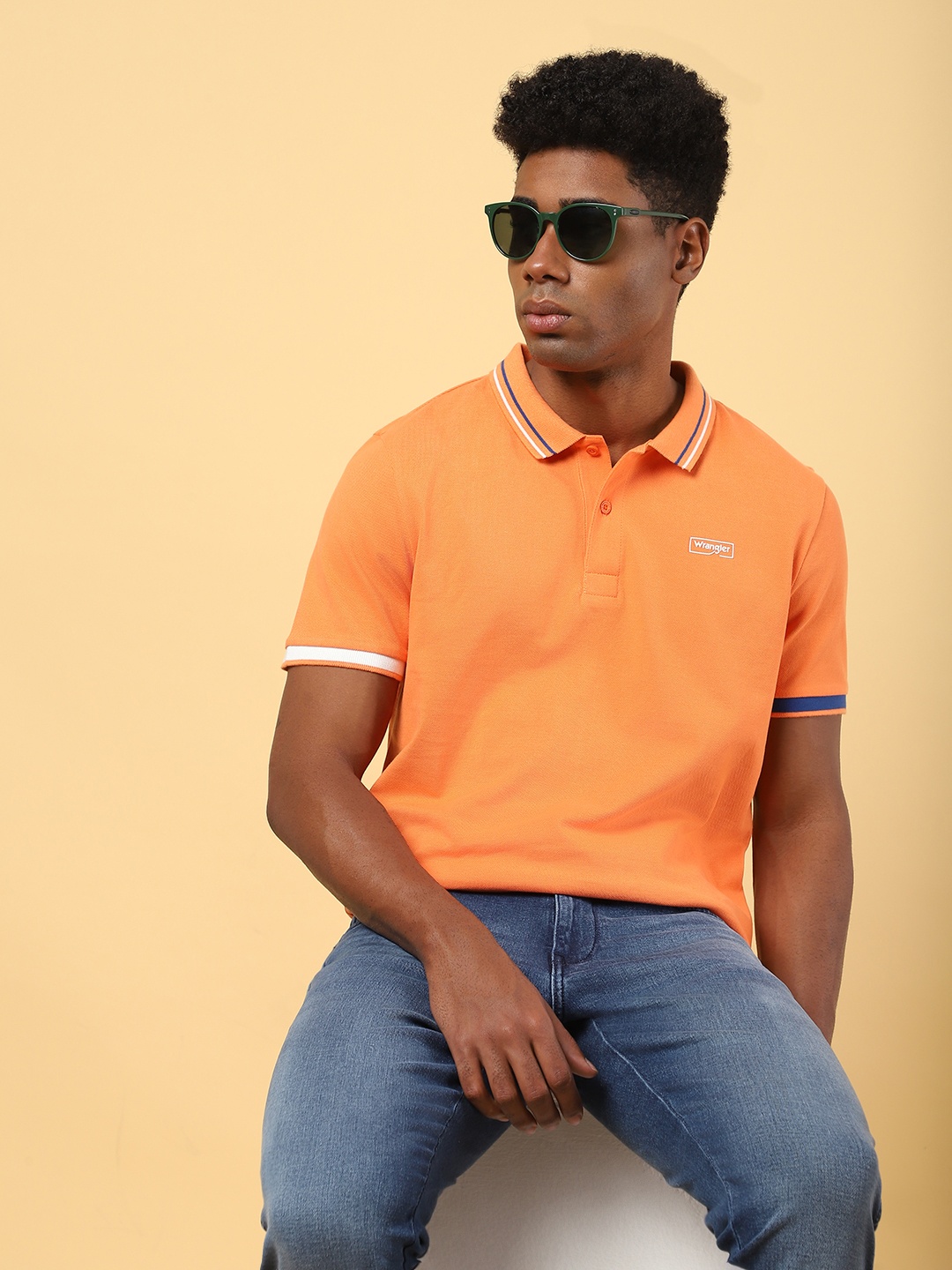 

Wrangler Polo Collar Cotton T-Shirt, Orange