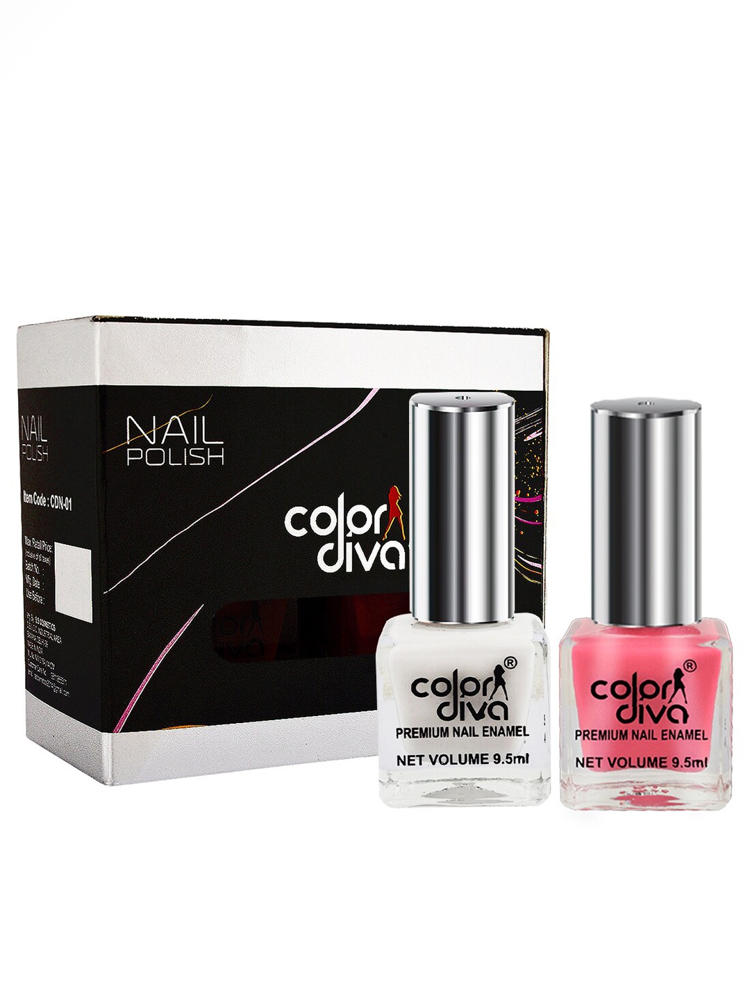 

Adbeni Set of 2 Color Diva Long Lasting Premium Nail Enamel 9.5 ml each - Define Feeling, Pink