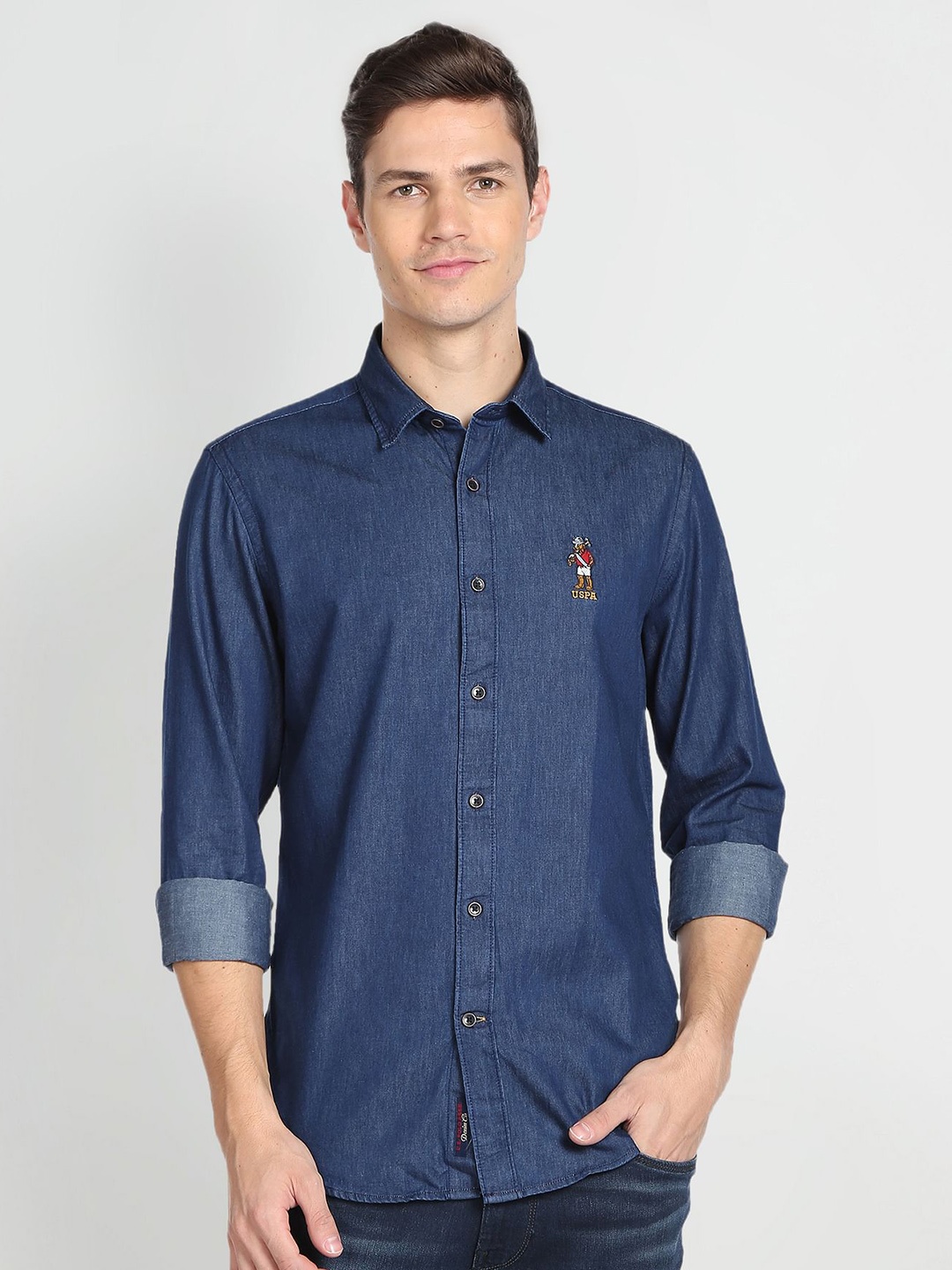 

U.S. Polo Assn. Denim Co. Pure Cotton Casual Shirt, Blue