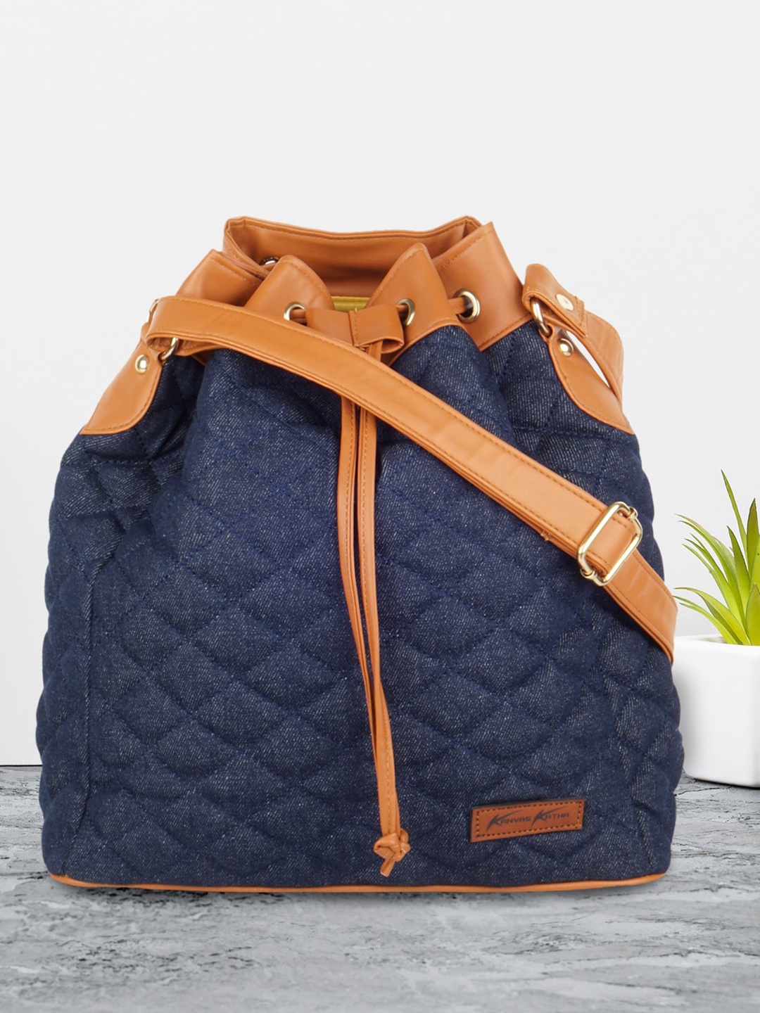 

Kanvas Katha Textured Structured Shoulder Bag, Blue