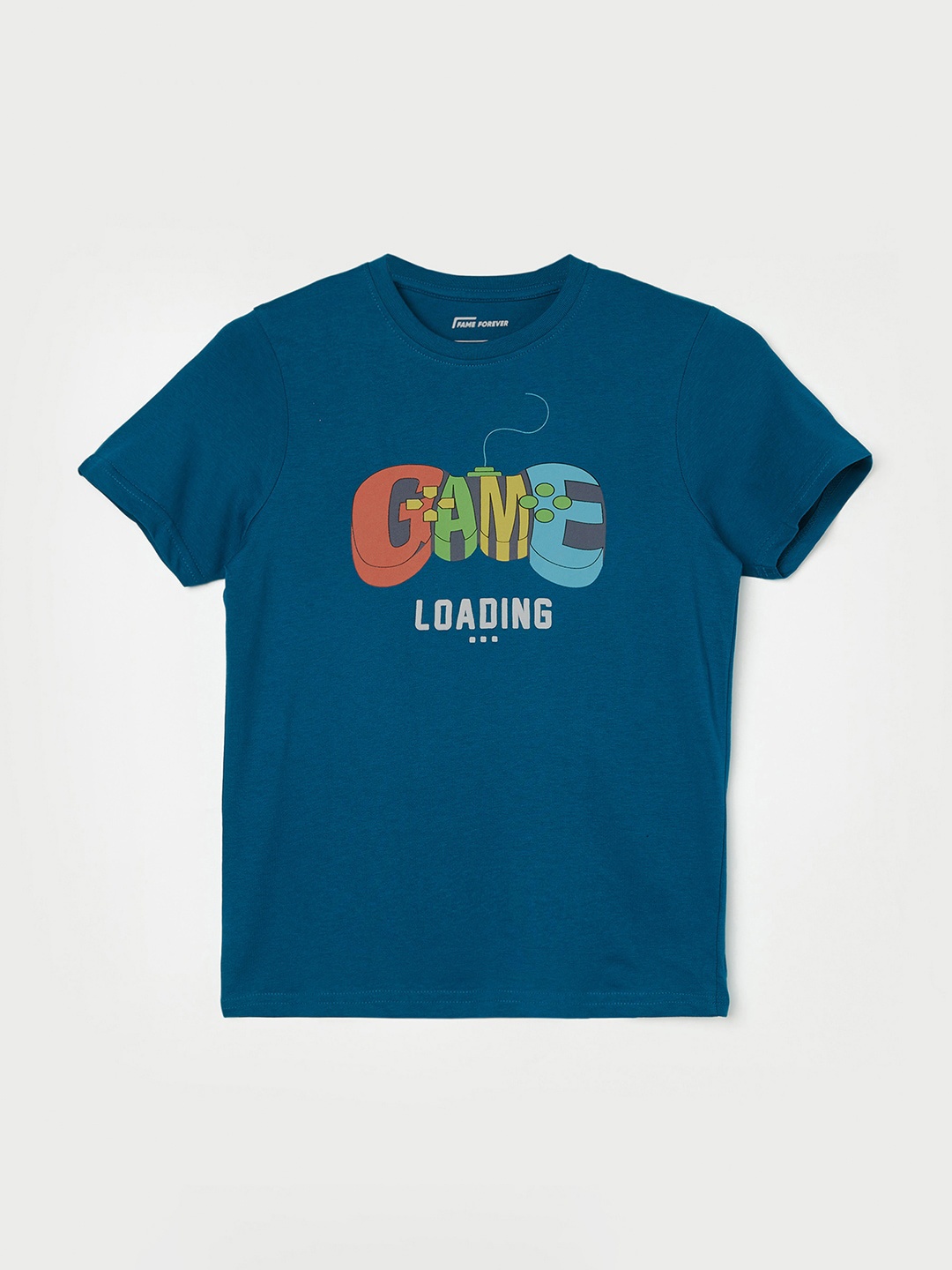 

Fame Forever by Lifestyle Boys Typography Printed Cotton T-shirt, Teal